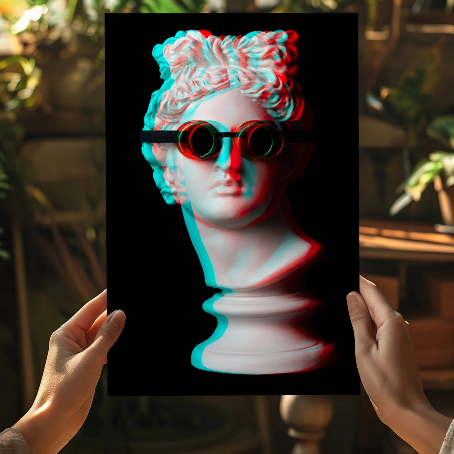 Statue with Round Goggles Aluminum Print - Image 5