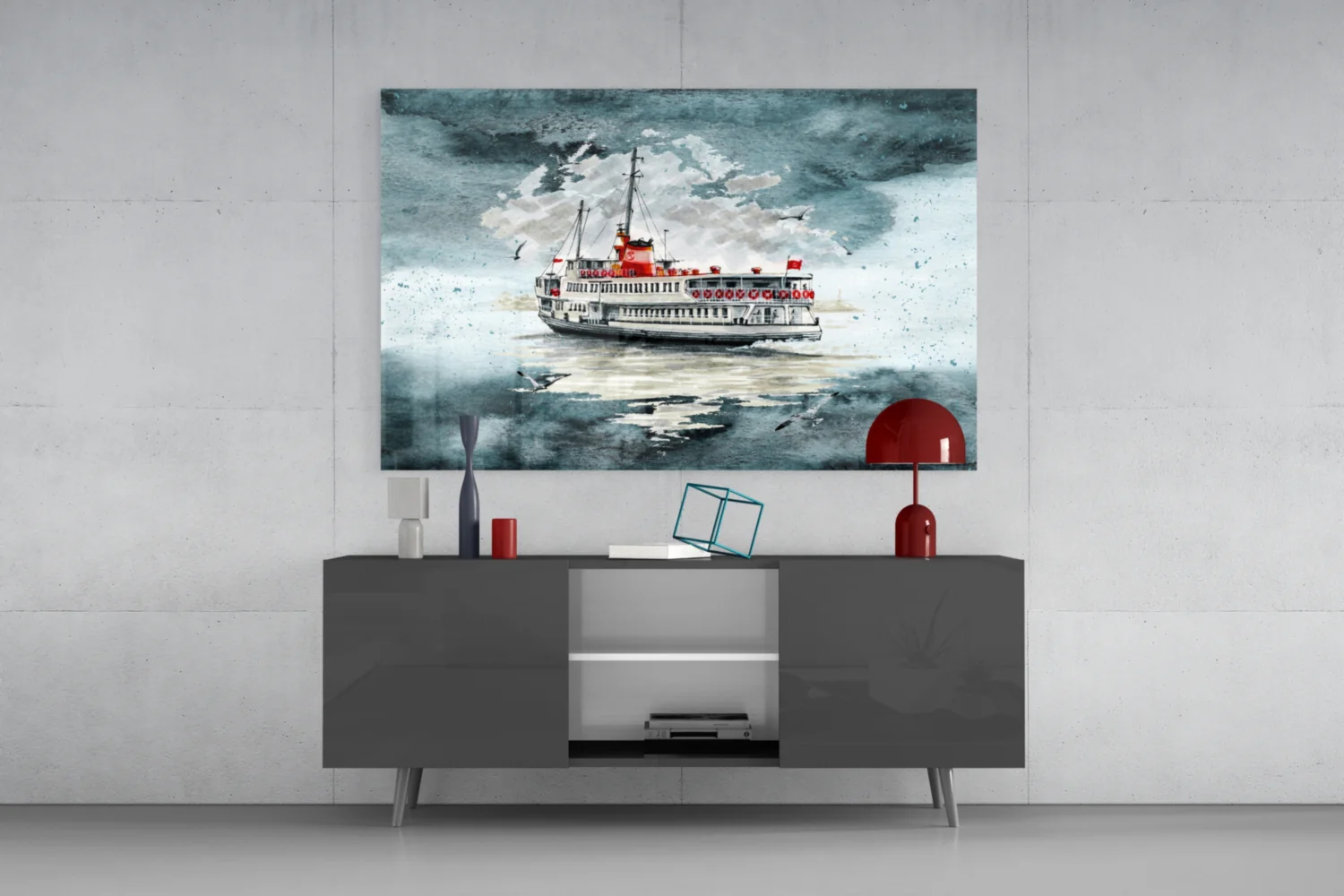 Steamer Turquoise Glass Wall Art - Image 8