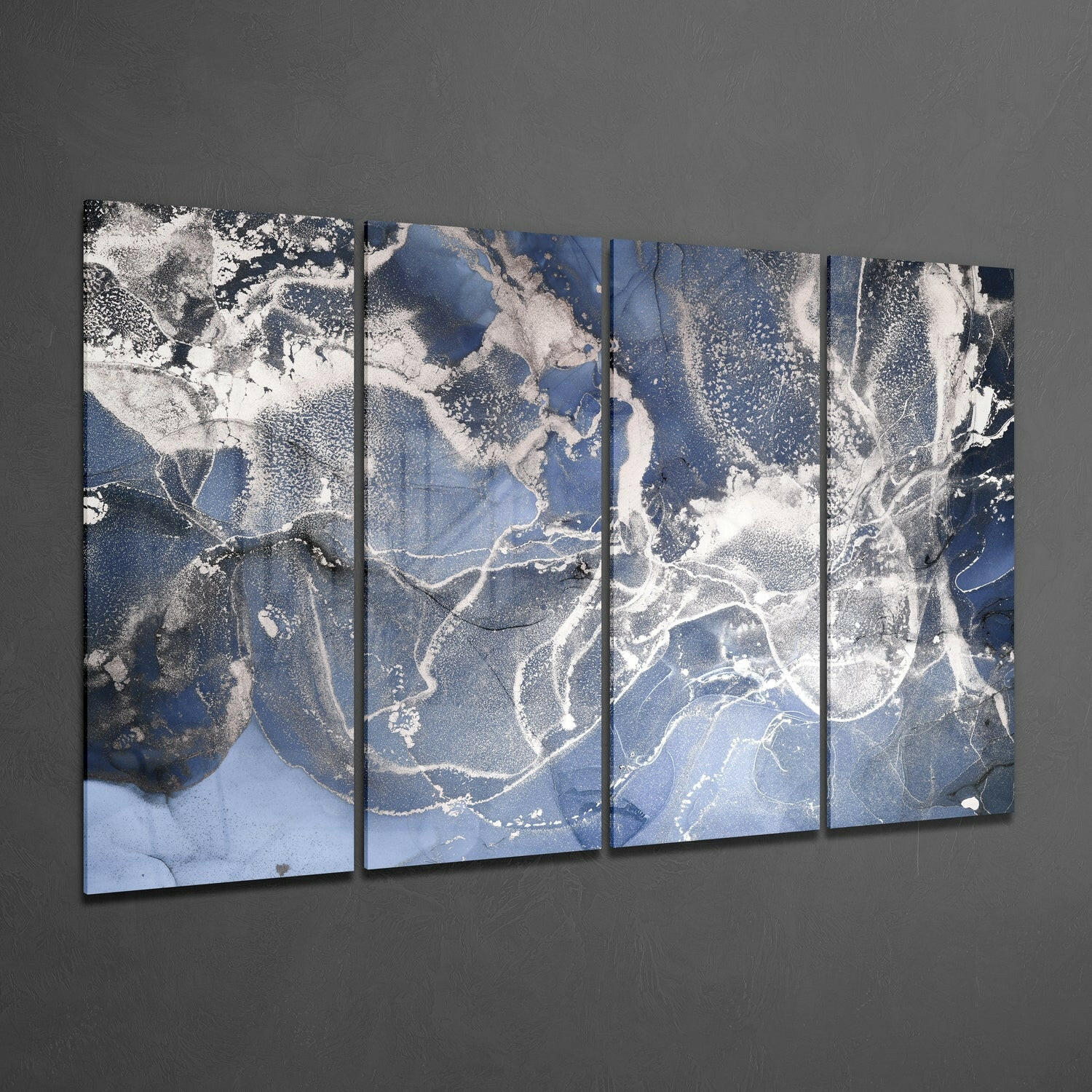 Steel Blue Frost Marble Glass Wall Art - Image 2