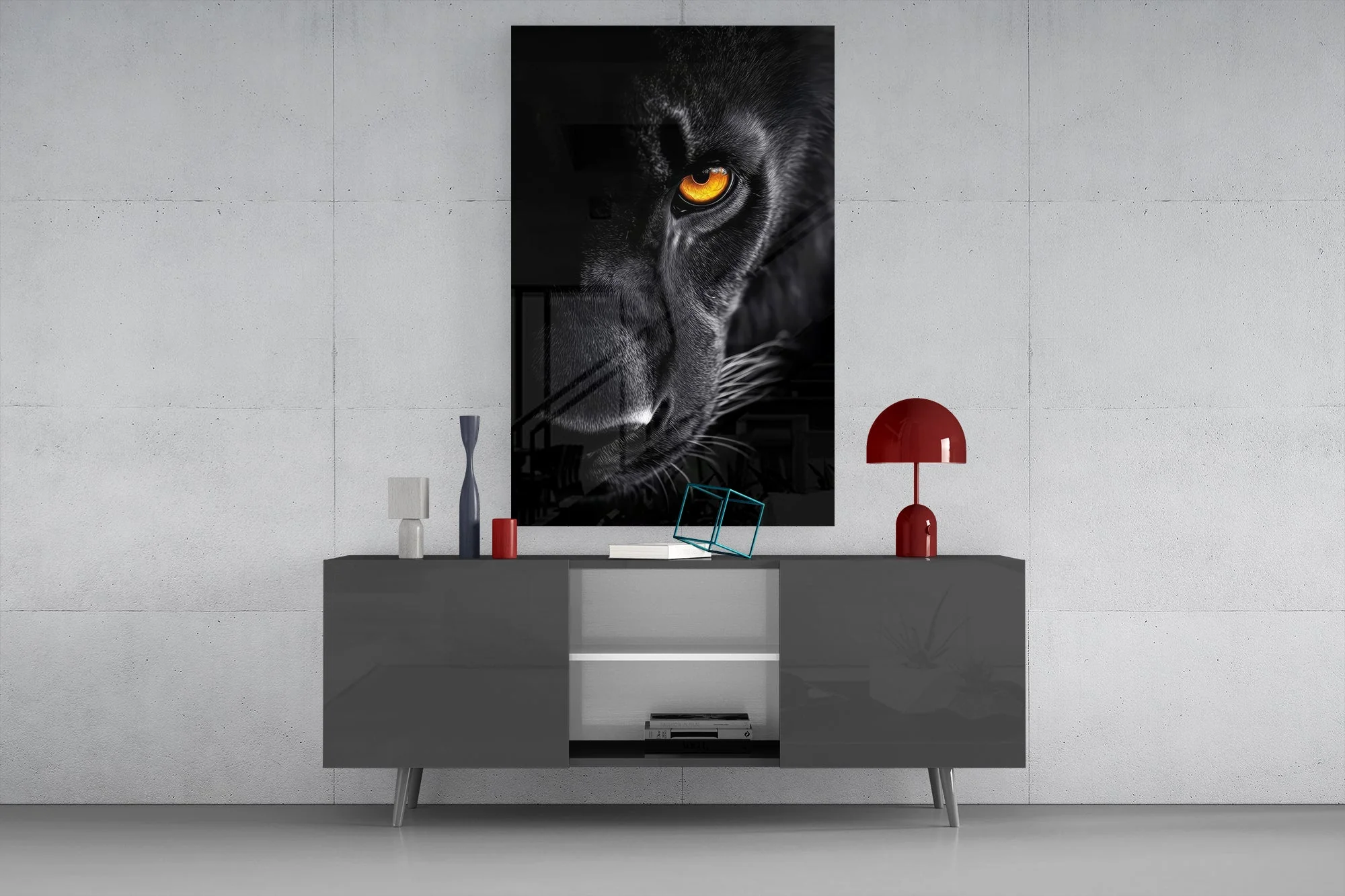 Striking Lion Portrait Glass Wall Art - Image 8