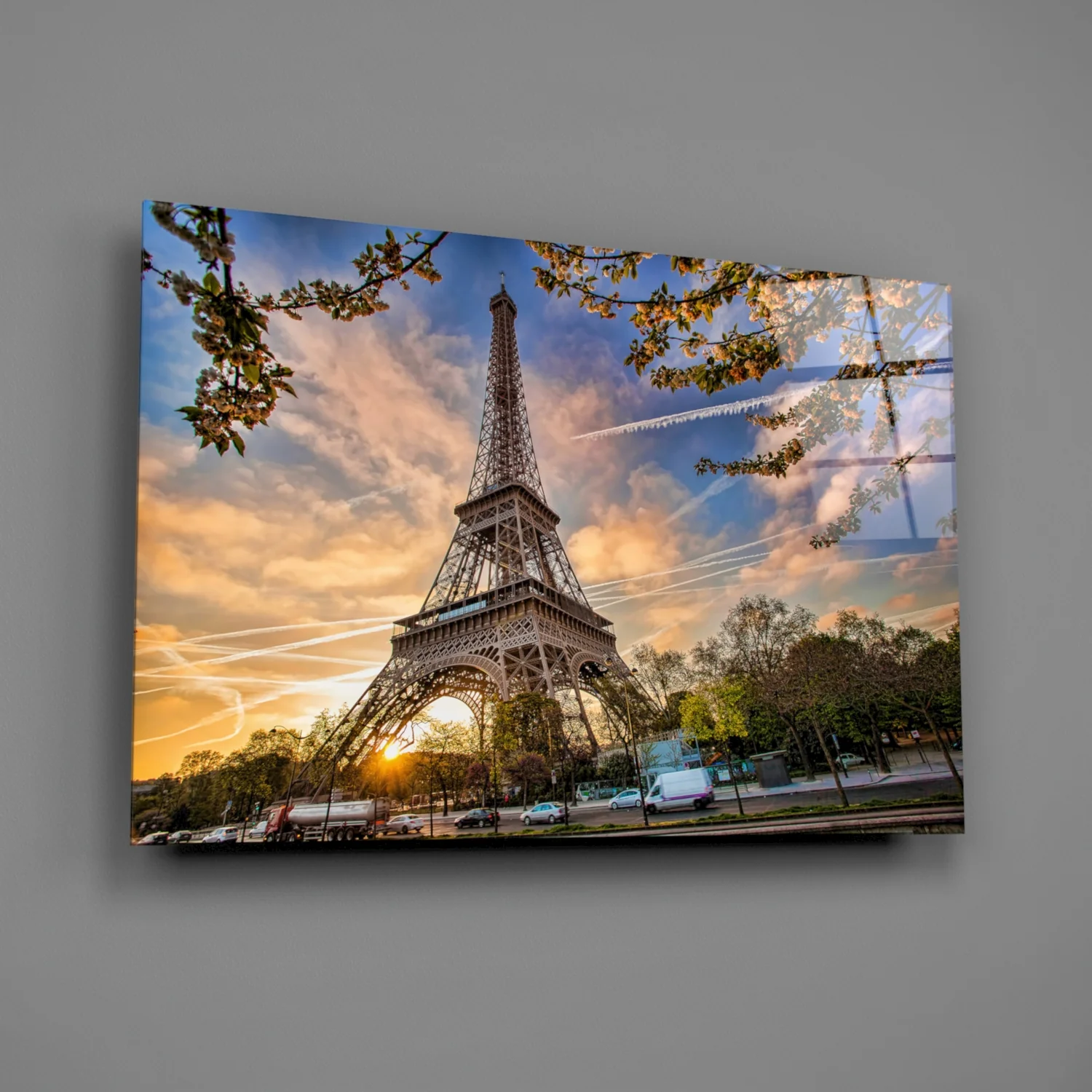 Sunburst Eiffel Tower Branch Glass Wall Art - Image 3