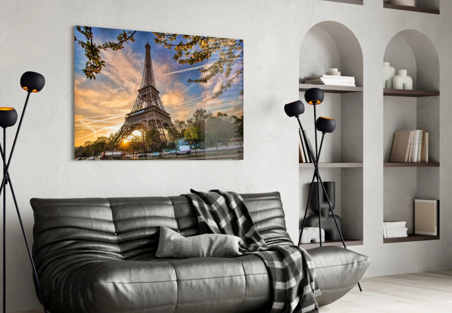 Sunburst Eiffel Tower Branch Glass Wall Art - Image 5