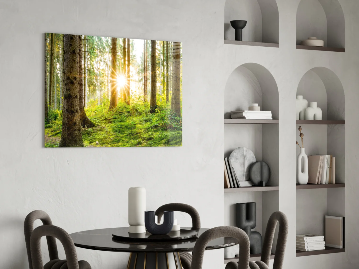 Sunrays Through Forest Trees Glass Wall Art - Image 6