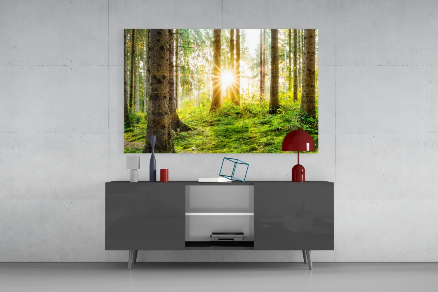 Sunrays Through Forest Trees Glass Wall Art - Image 9