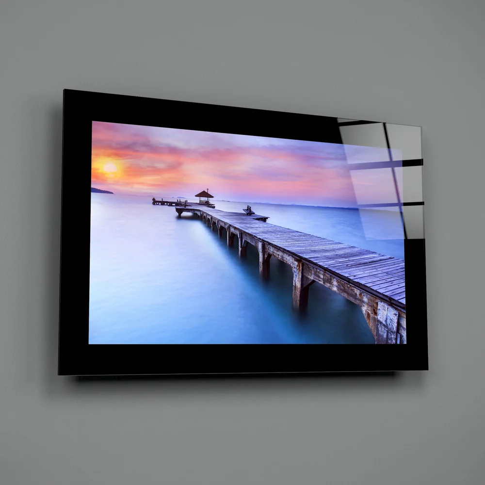 Sunset at the Pier Glass Wall Art - Image 2