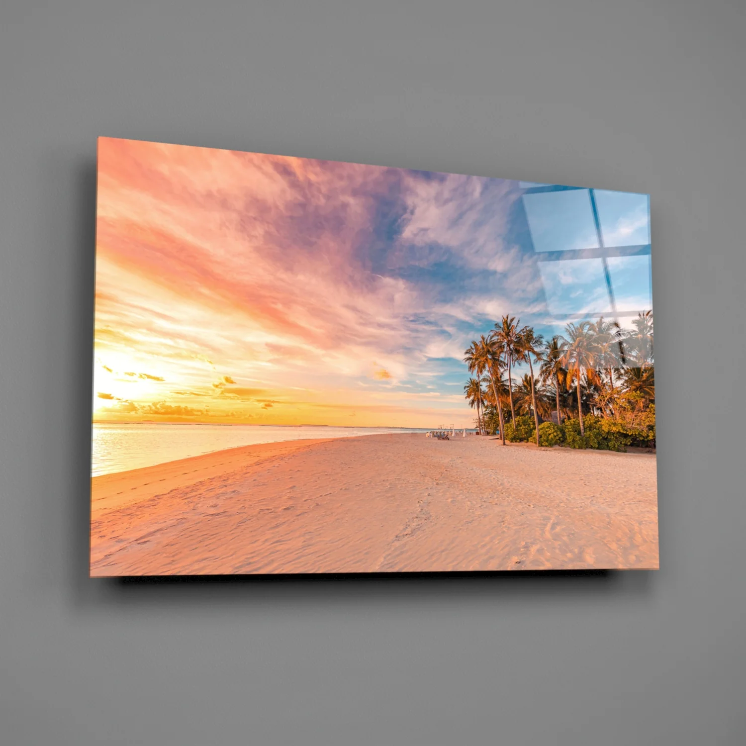 Sunset Palm Beach Glass Wall Art - Image 2