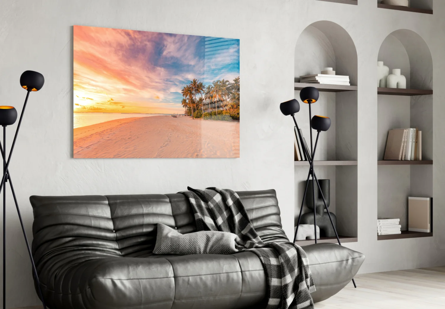 Sunset Palm Beach Glass Wall Art - Image 4