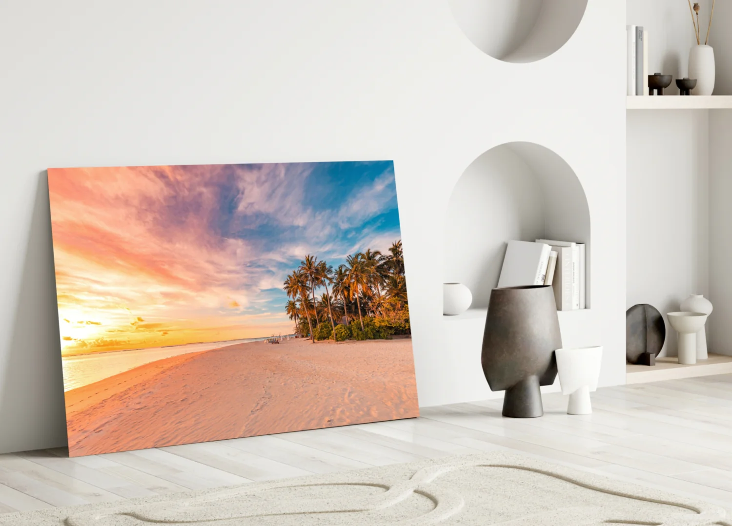 Sunset Palm Beach Glass Wall Art - Image 5