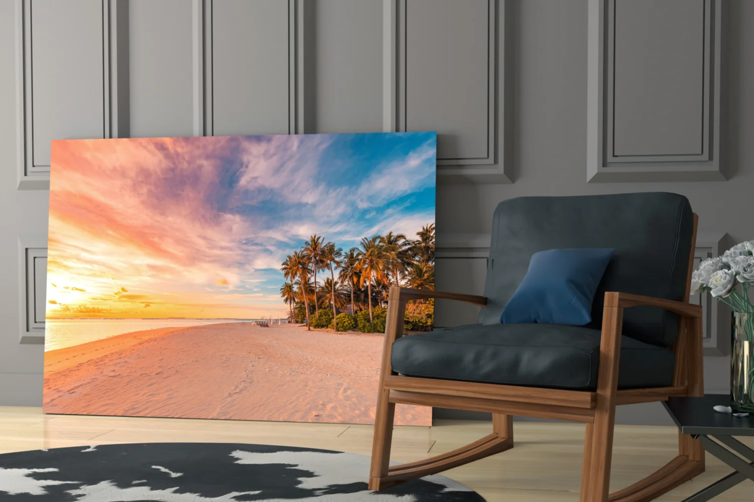 Sunset Palm Beach Glass Wall Art - Image 7