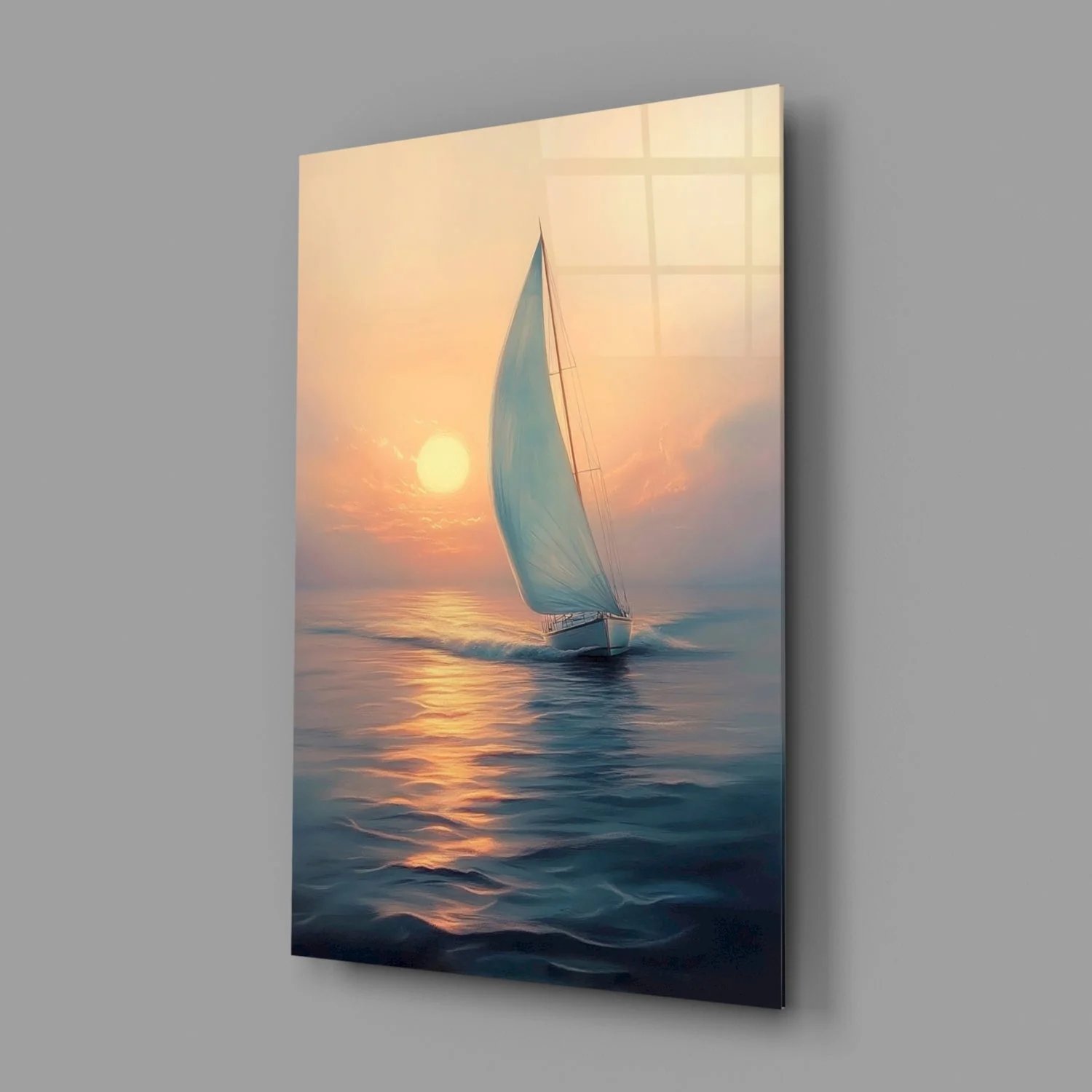 Sunset Sailboat Glass Wall Art || Designer Collection - Image 2