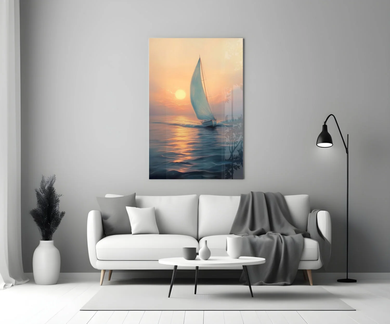 Sunset Sailboat Glass Wall Art || Designer Collection - Image 3
