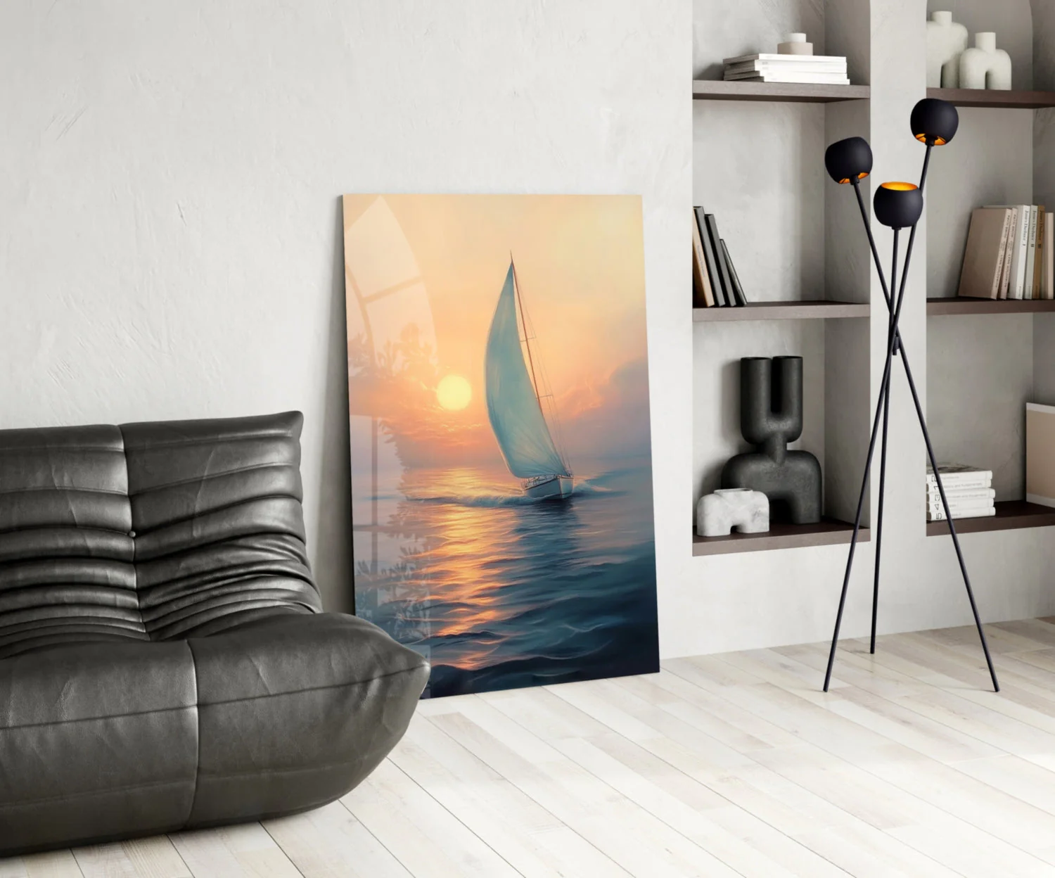 Sunset Sailboat Glass Wall Art || Designer Collection - Image 5