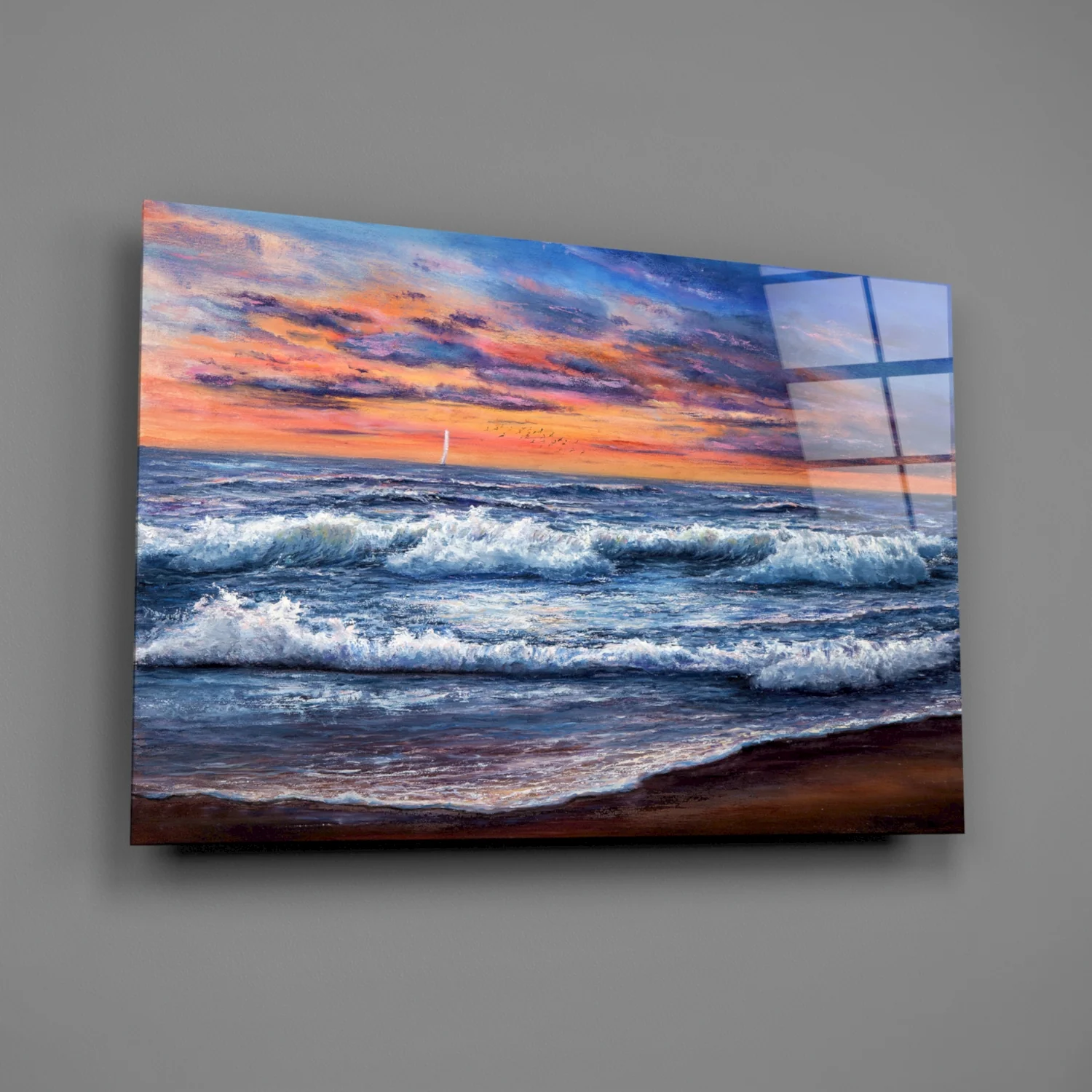 Sunset Surf Seascape Glass Wall Art - Image 2