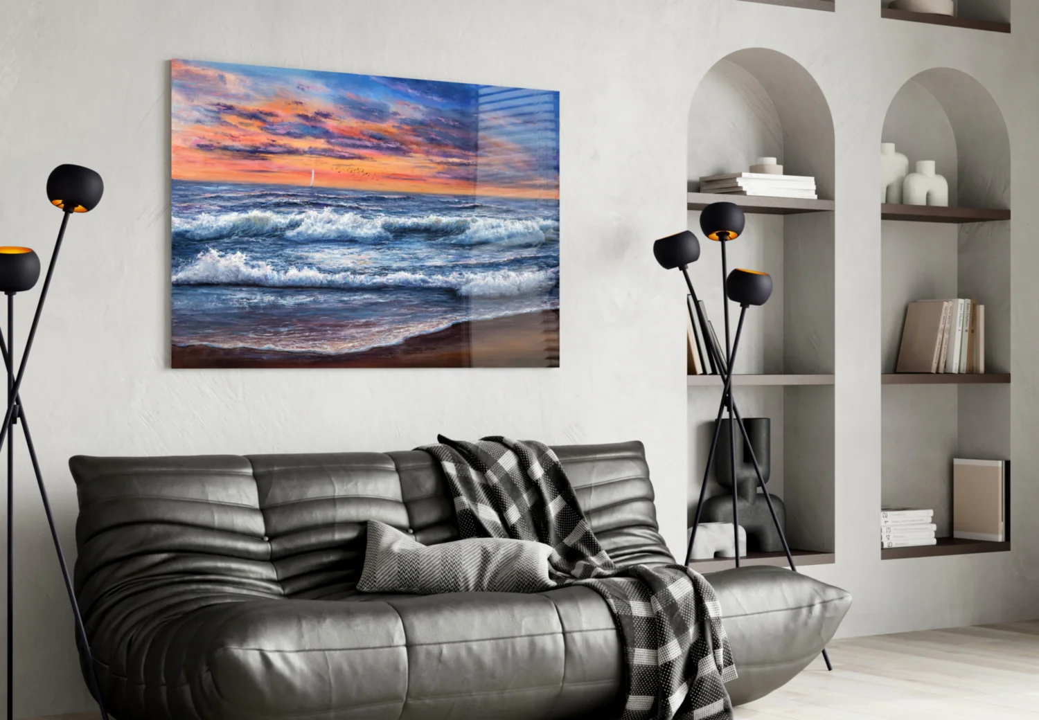 Sunset Surf Seascape Glass Wall Art - Image 4