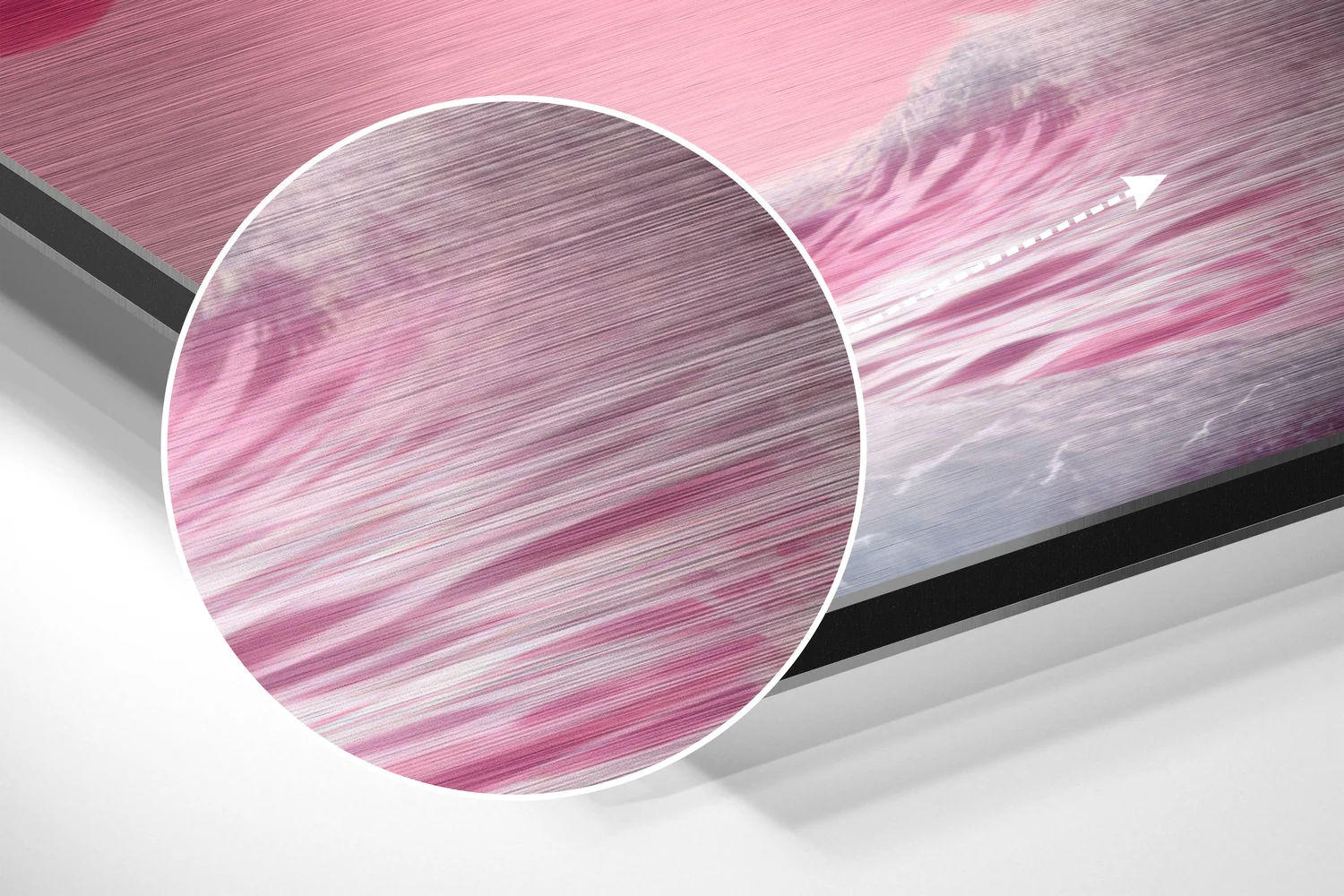 Surf in Pink Planet Brushed Aluminum Dibond Wall Art - Image 3