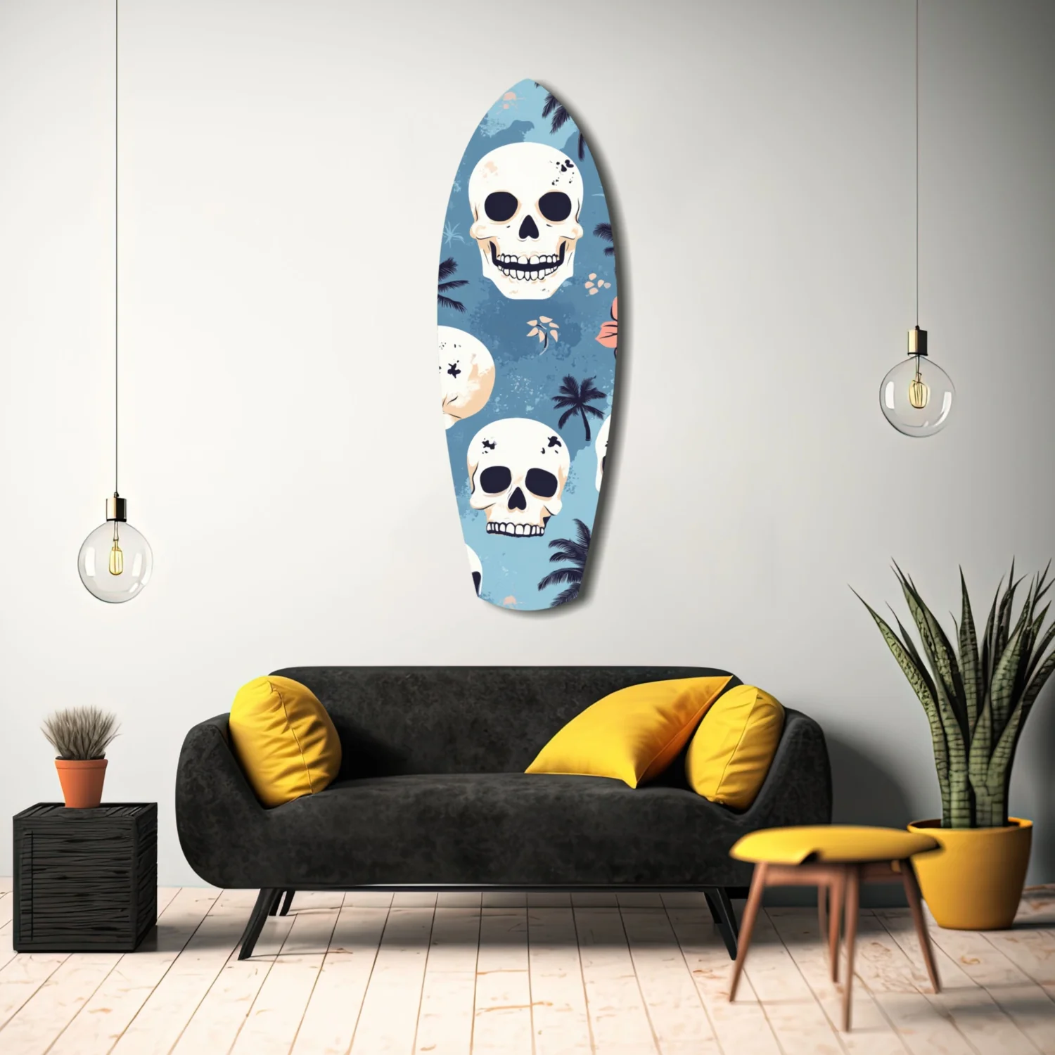Surf Skull California Dreams Glass Wall Art - Image 11