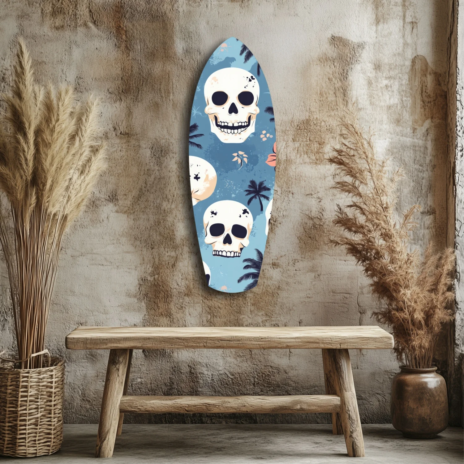 Surf Skull California Dreams Glass Wall Art - Image 3
