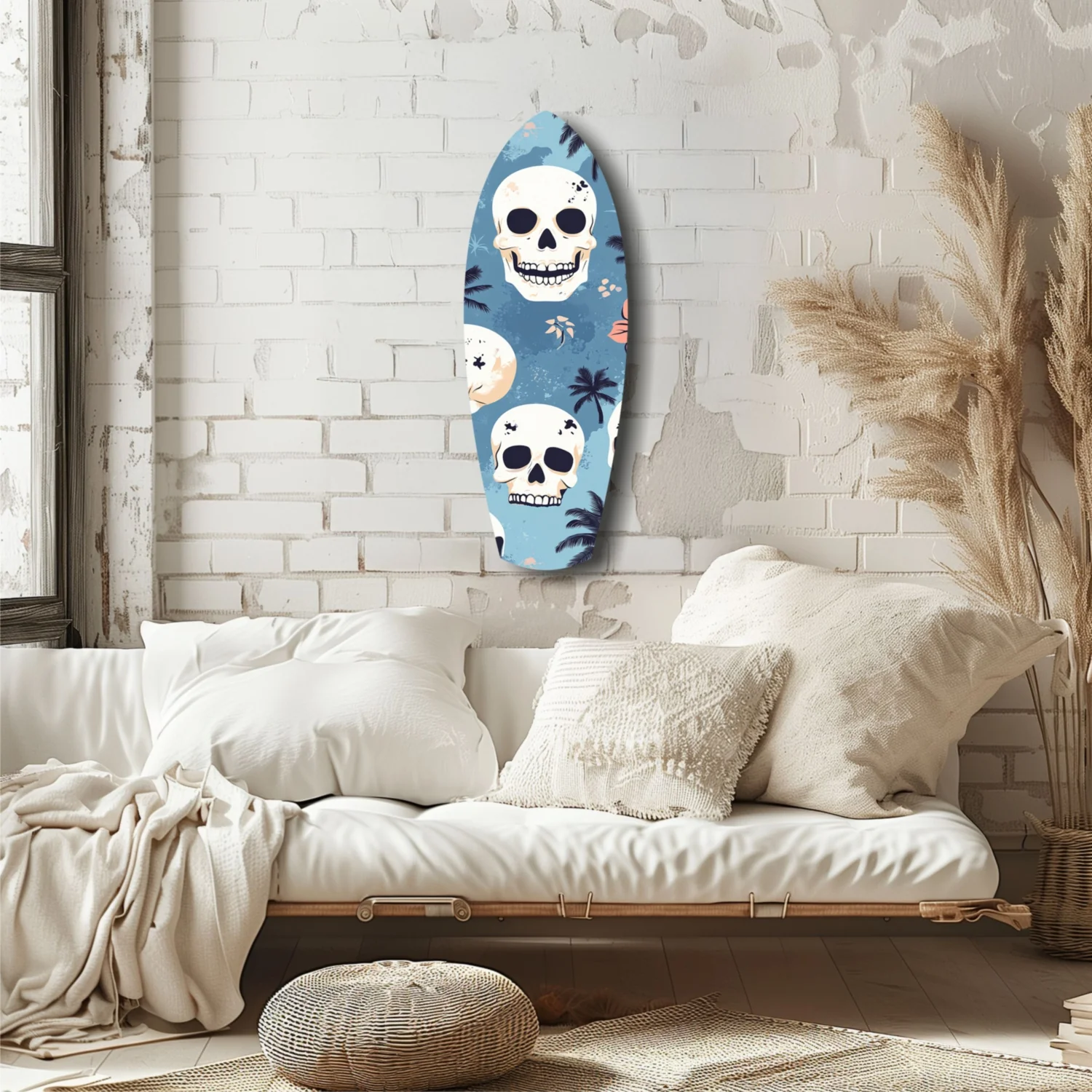 Surf Skull California Dreams Glass Wall Art - Image 6