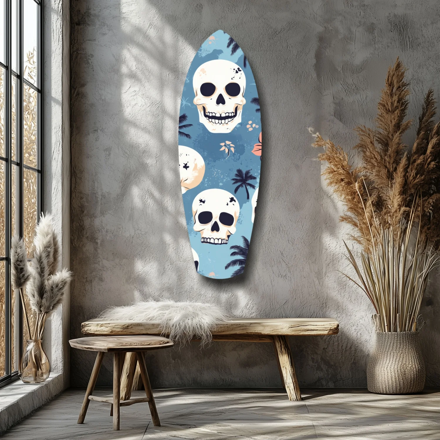 Surf Skull California Dreams Glass Wall Art - Image 7