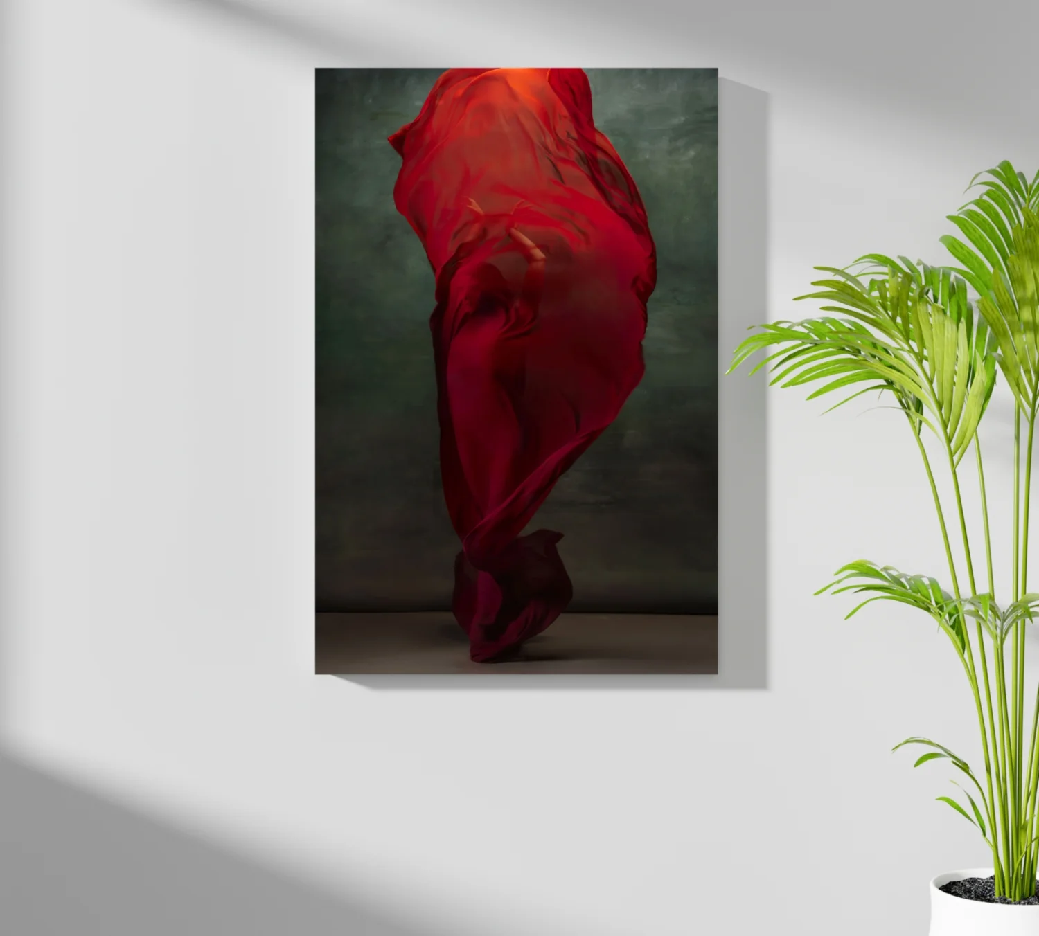 Swirling Red Fabric Dancer Aluminum Print - Image 7