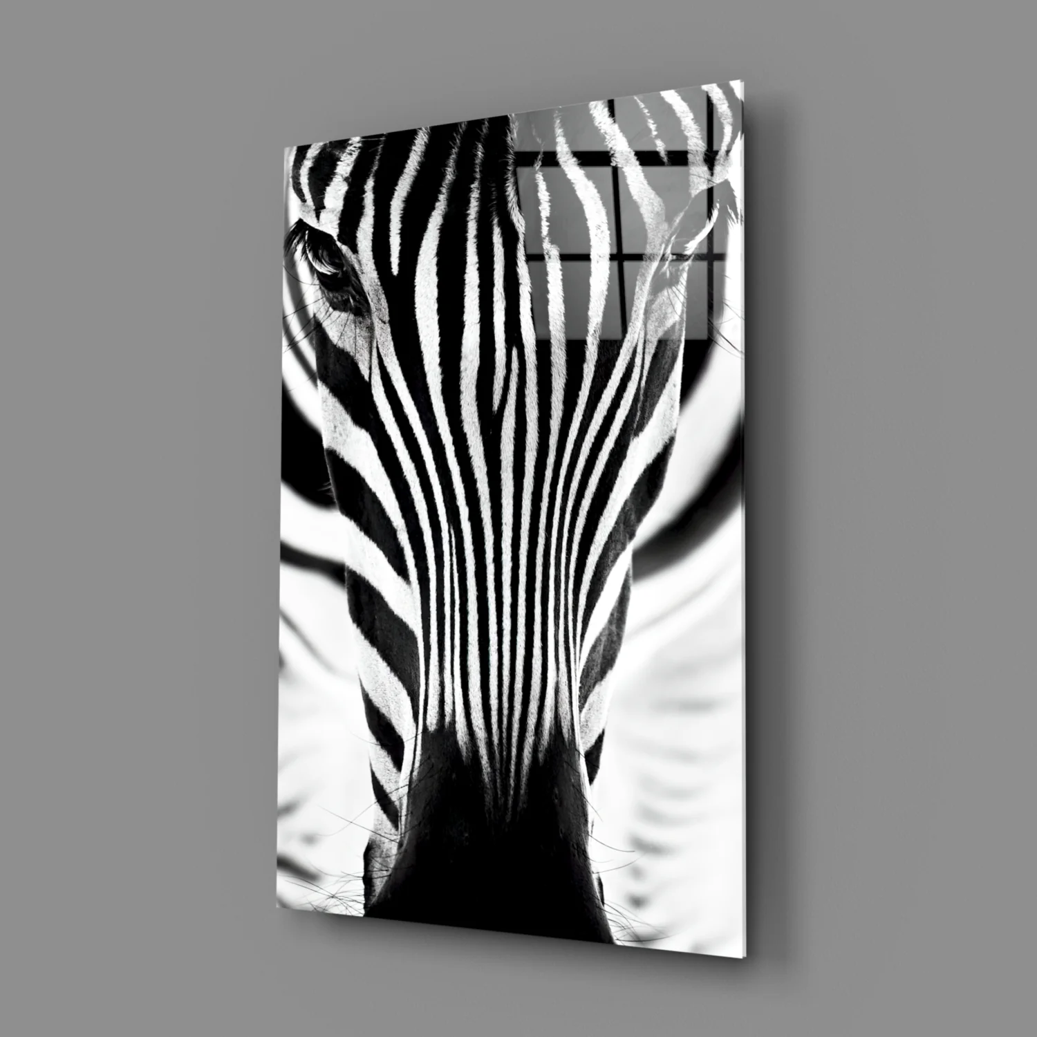 Symmetric Zebra Face Glass Wall Art - Image 2