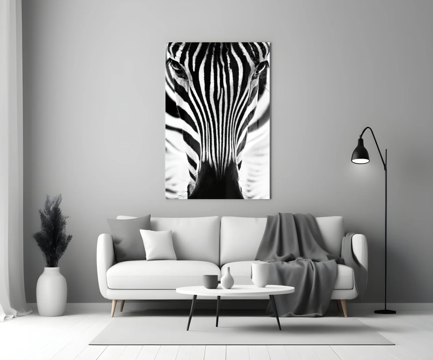 Symmetric Zebra Face Glass Wall Art - Image 3