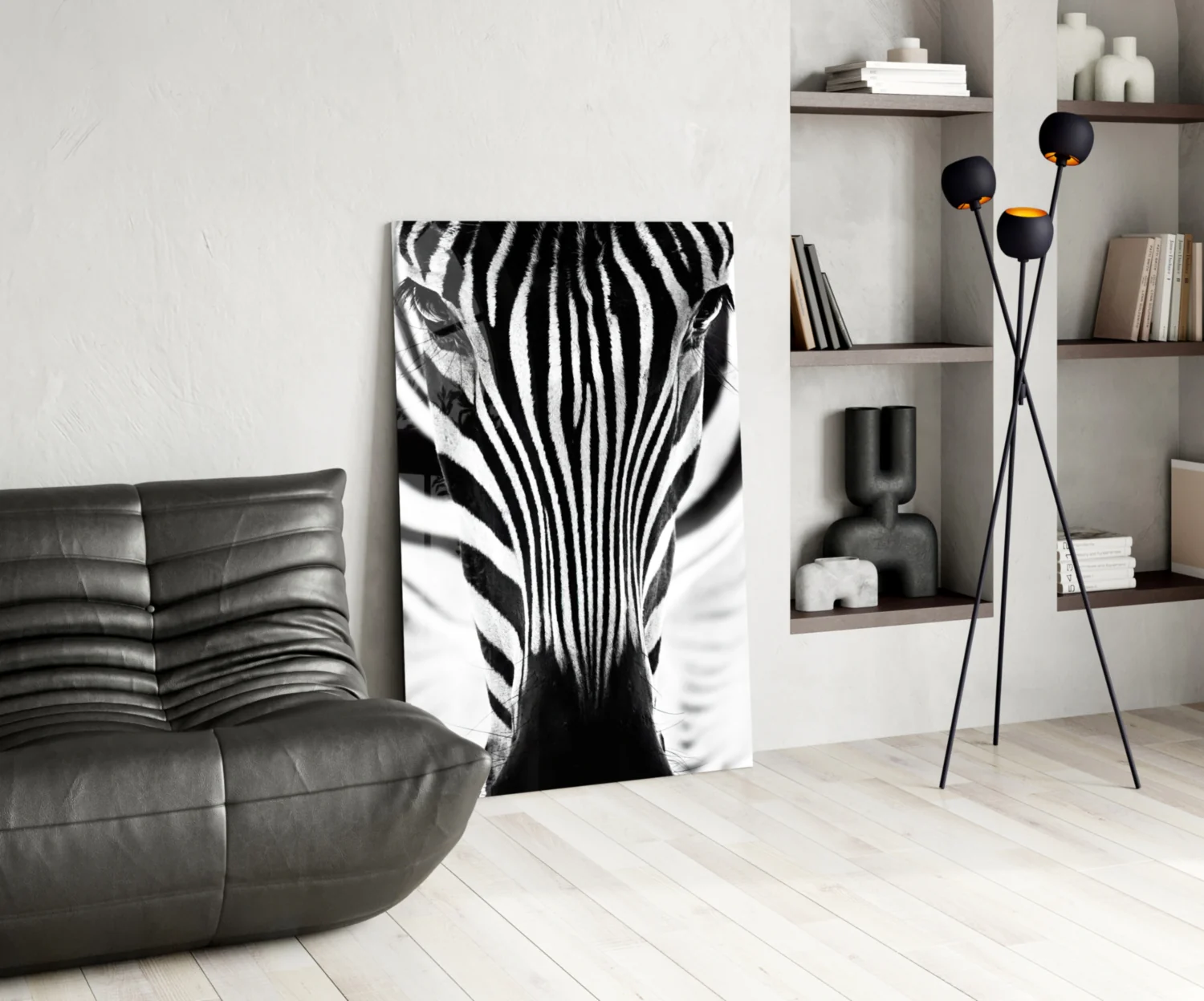 Symmetric Zebra Face Glass Wall Art - Image 5