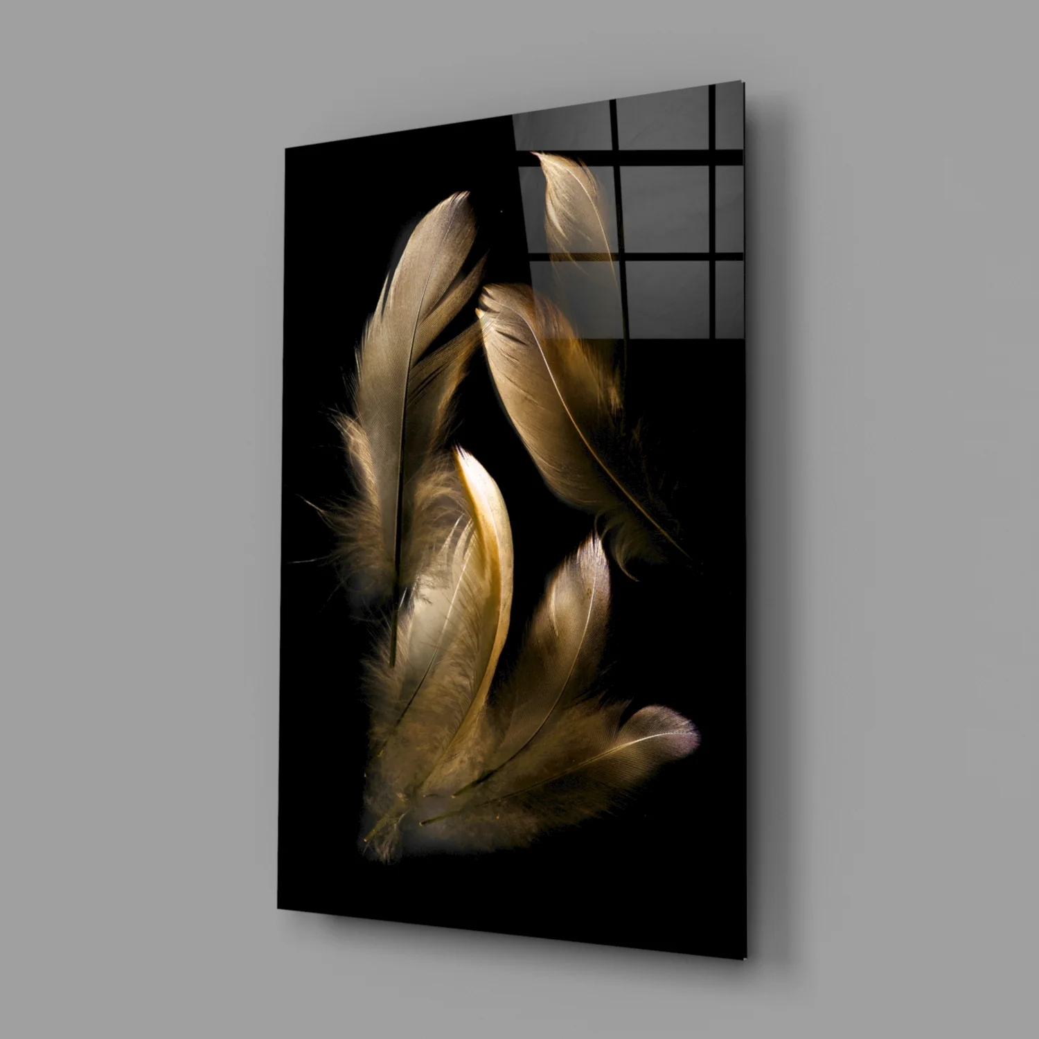 Tan Feather Glass Wall Art - Image 2