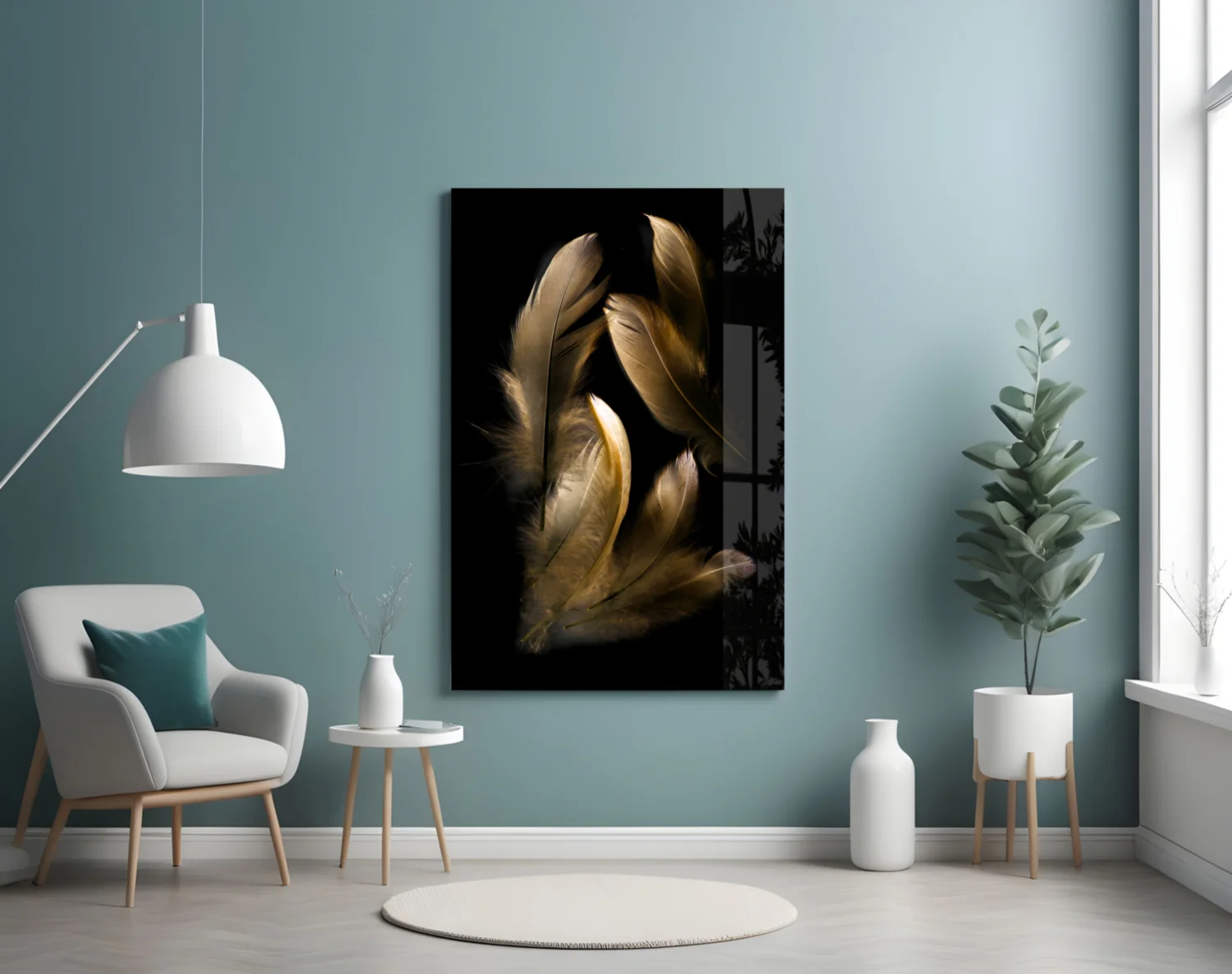 Tan Feather Glass Wall Art - Image 4