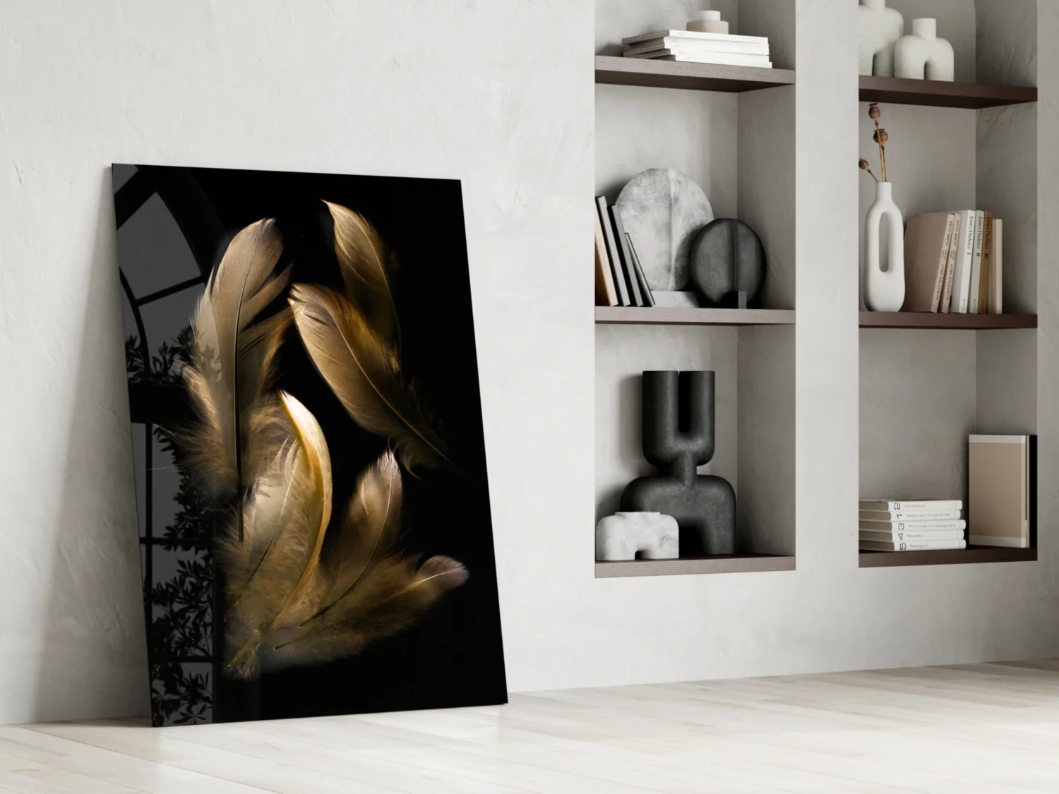 Tan Feather Glass Wall Art - Image 6