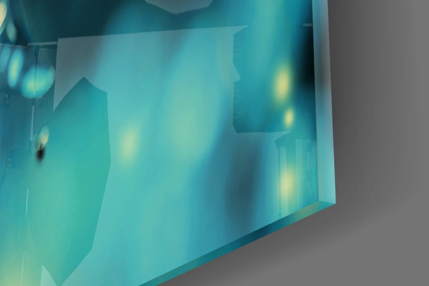 Teal Blossom Bokeh Branch Glass Wall Art - Image 8
