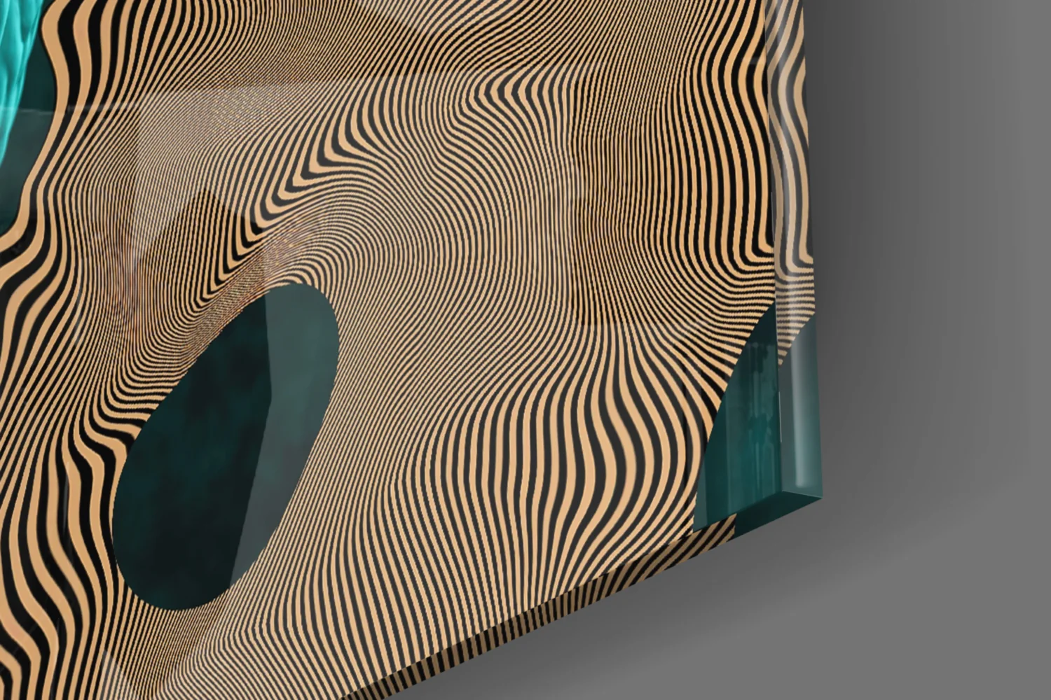 Teal Face Tan Waves Glass Wall Art - Image 8
