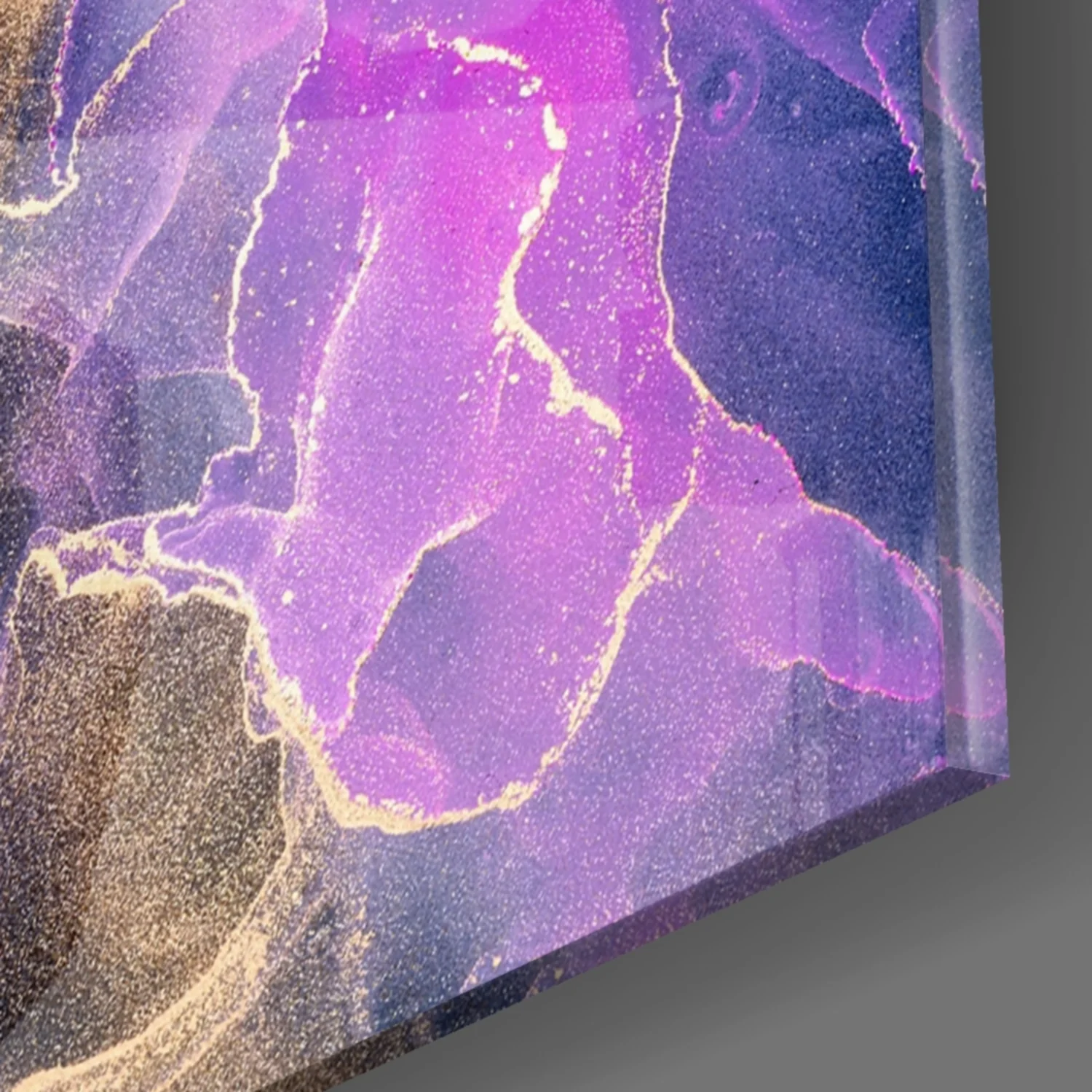Teal Gold Purple Ink Burst Glass Wall Art - Image 9