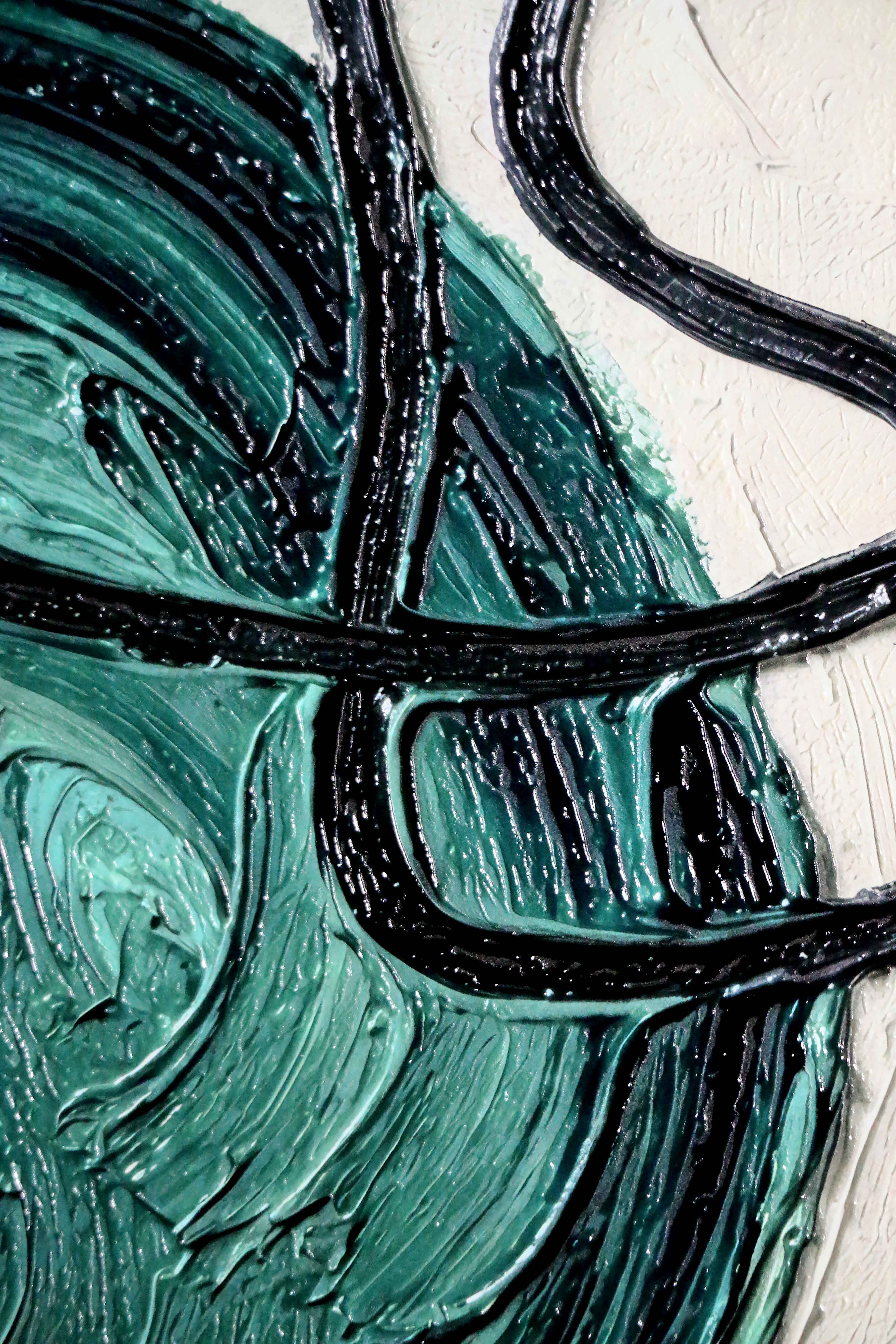 Teal & Ochre Abstract Loop — 3D Haptic Embossed High-Gloss Luxury Wall Art - Image 2