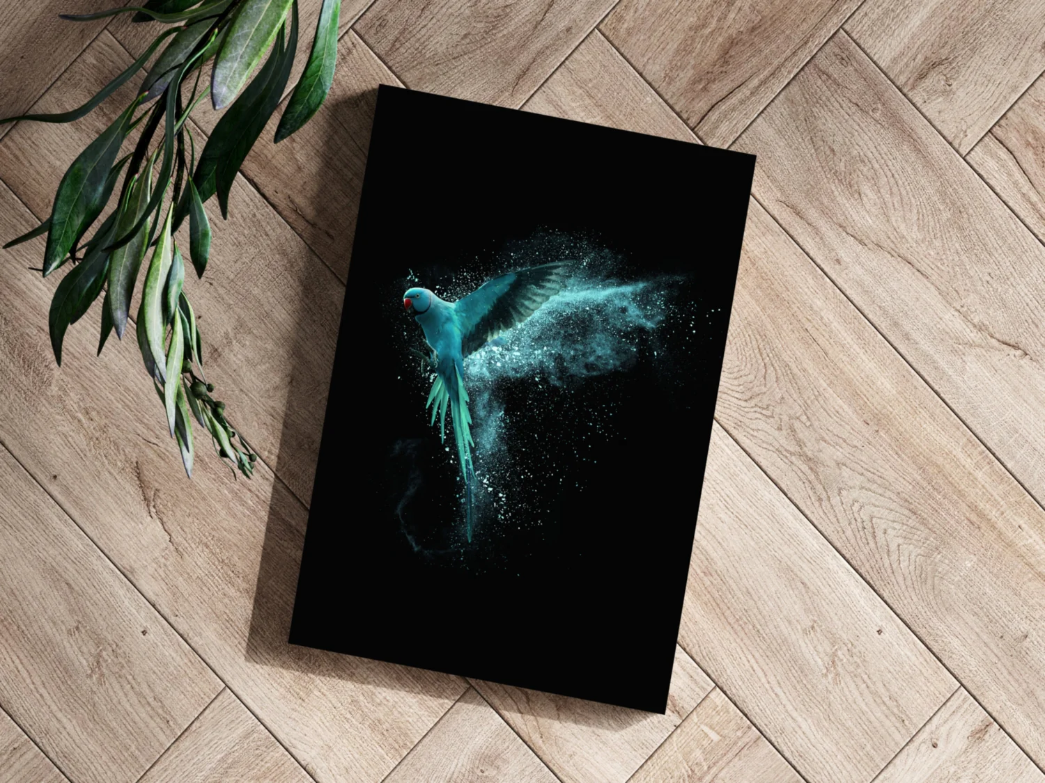 Teal Parrot Aluminum Print - Image 3