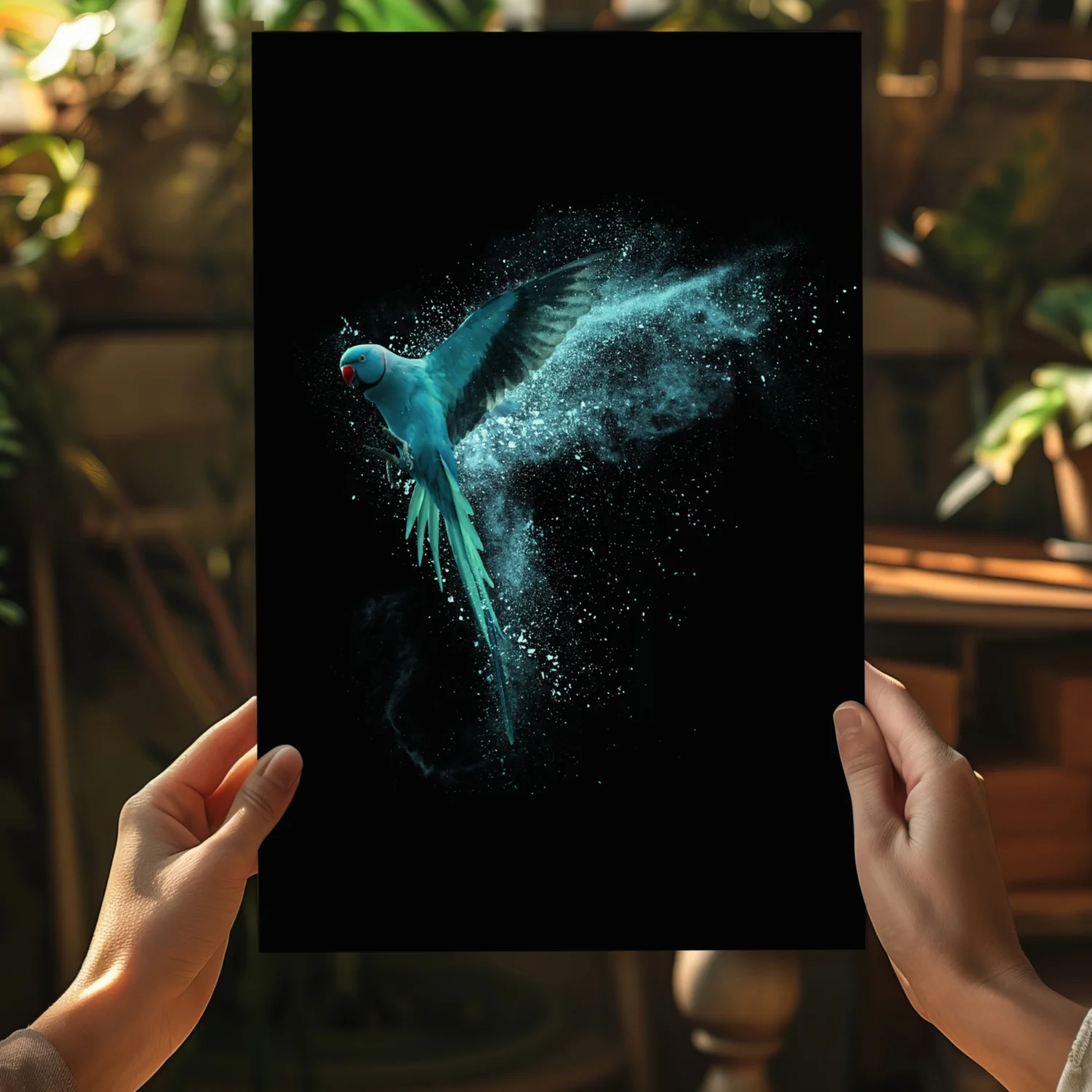 Teal Parrot Aluminum Print - Image 5