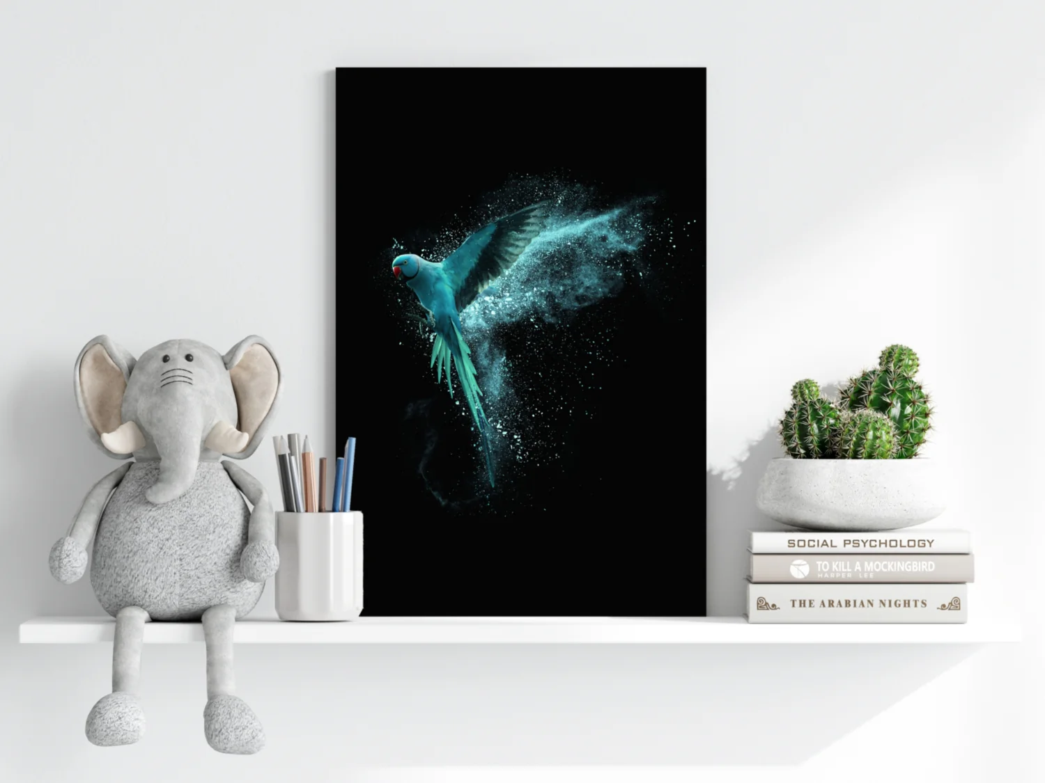 Teal Parrot Aluminum Print - Image 6