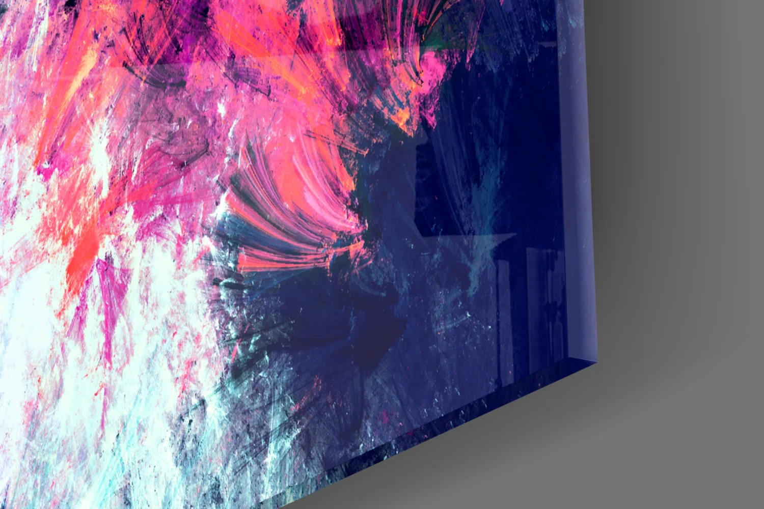 Teal Pink Feathered Splash Glass Wall Art - Image 7