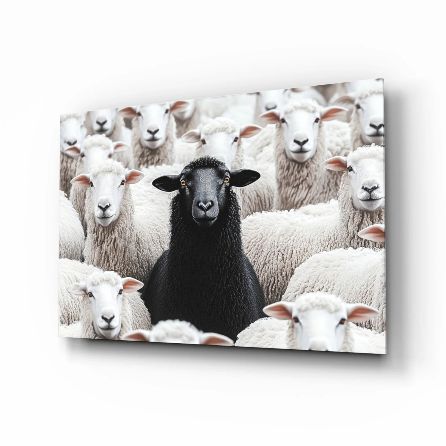 The Difference of the Black Lamb Flock Glass Wall Art || Designer Collection - Image 2
