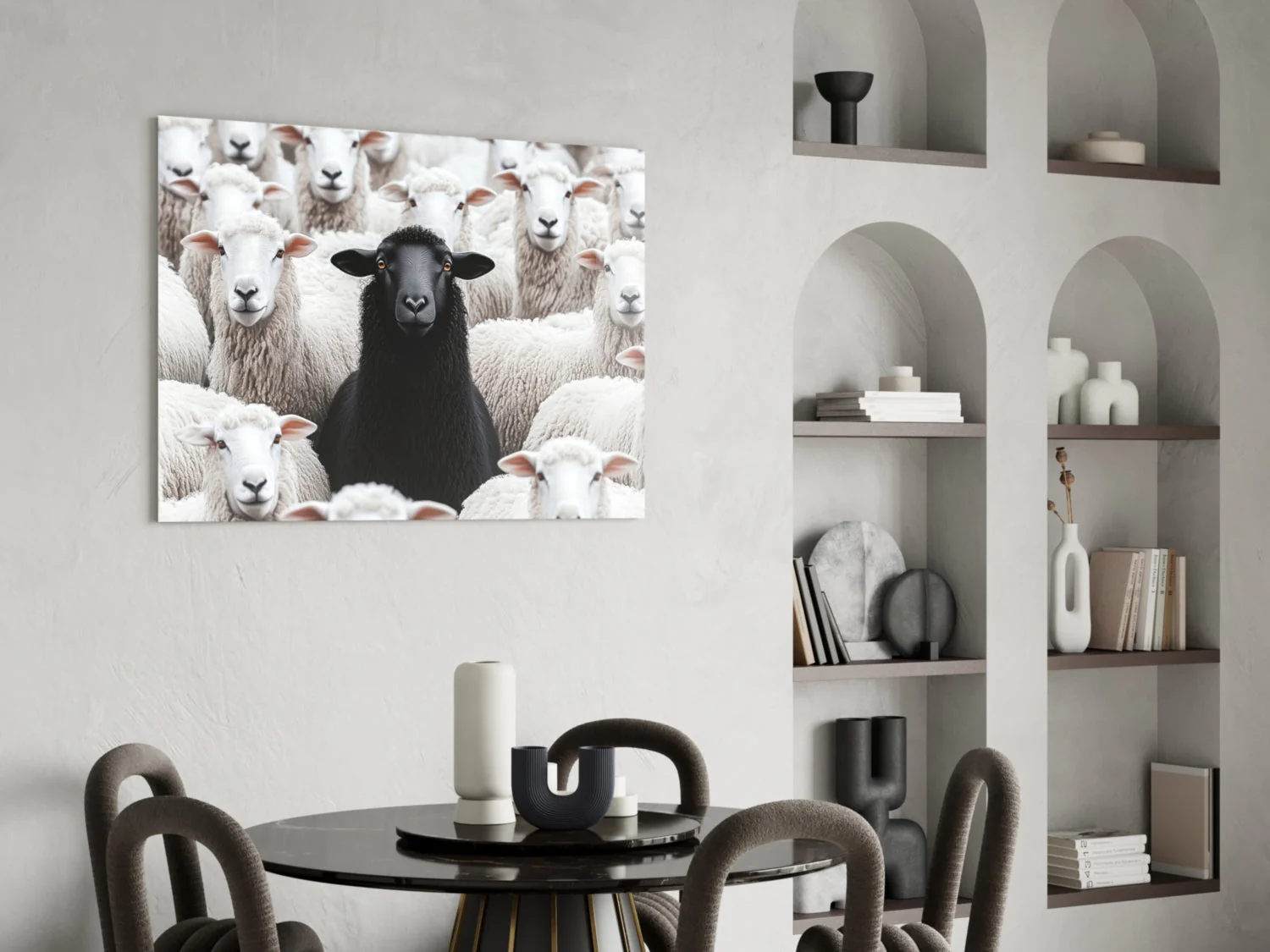 The Difference of the Black Lamb Flock Glass Wall Art || Designer Collection - Image 6