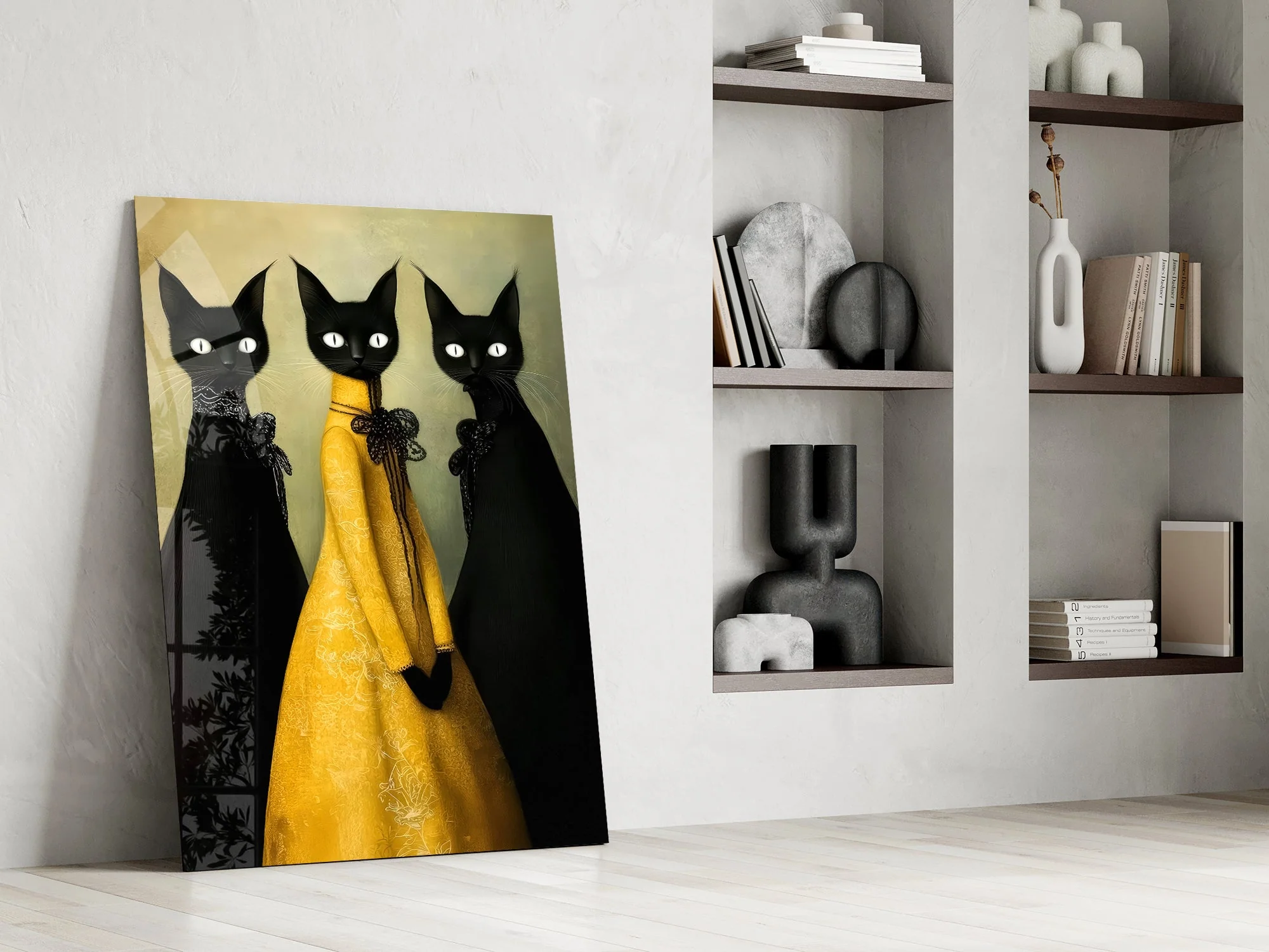 The Golden Feline Trio Glass Wall Art - Image 7