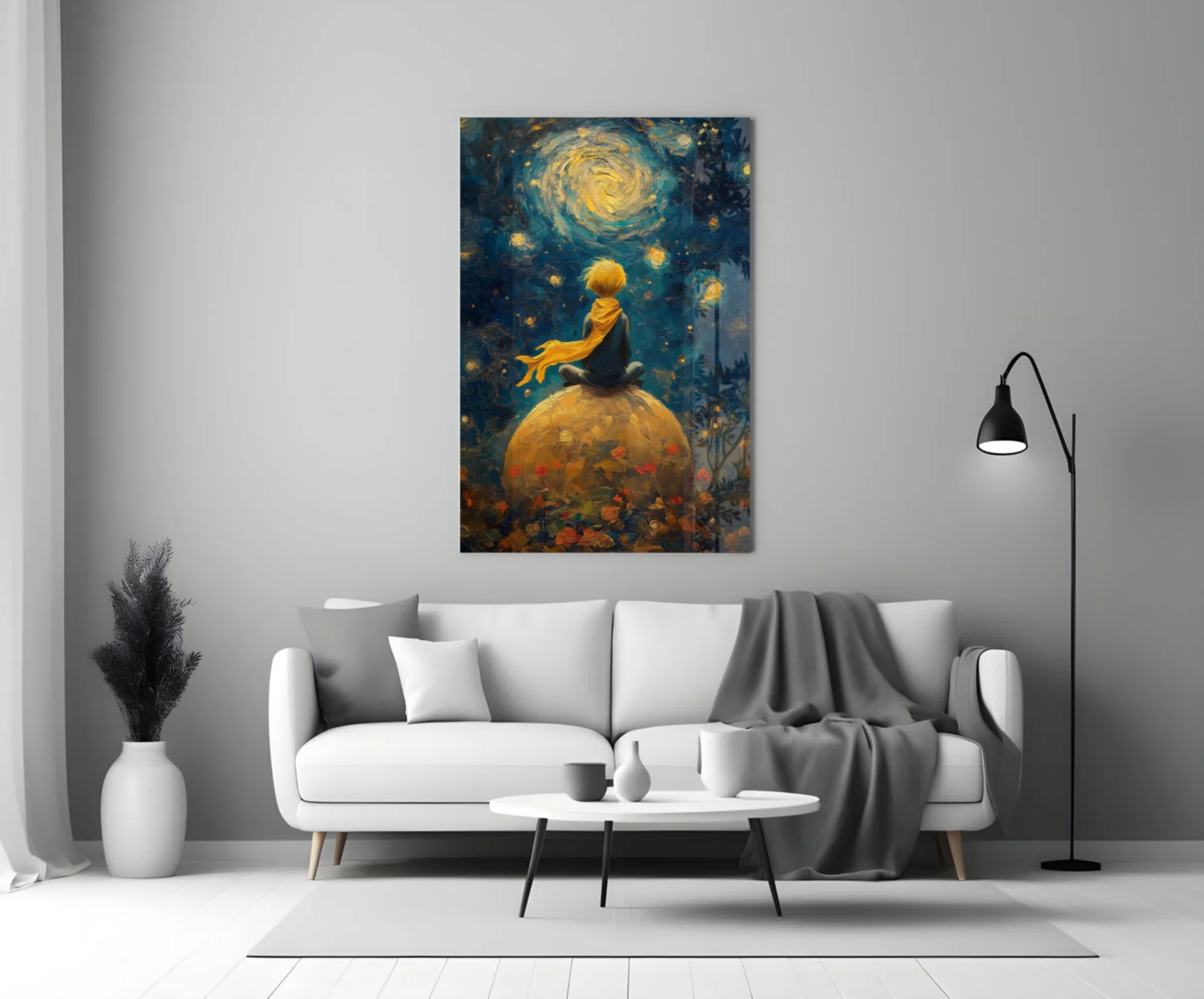 The Little Wanderer: Starry Night Glass Wall Art || Designer Collection - Image 3