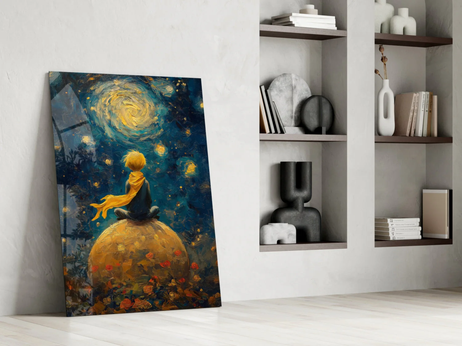 The Little Wanderer: Starry Night Glass Wall Art || Designer Collection - Image 6