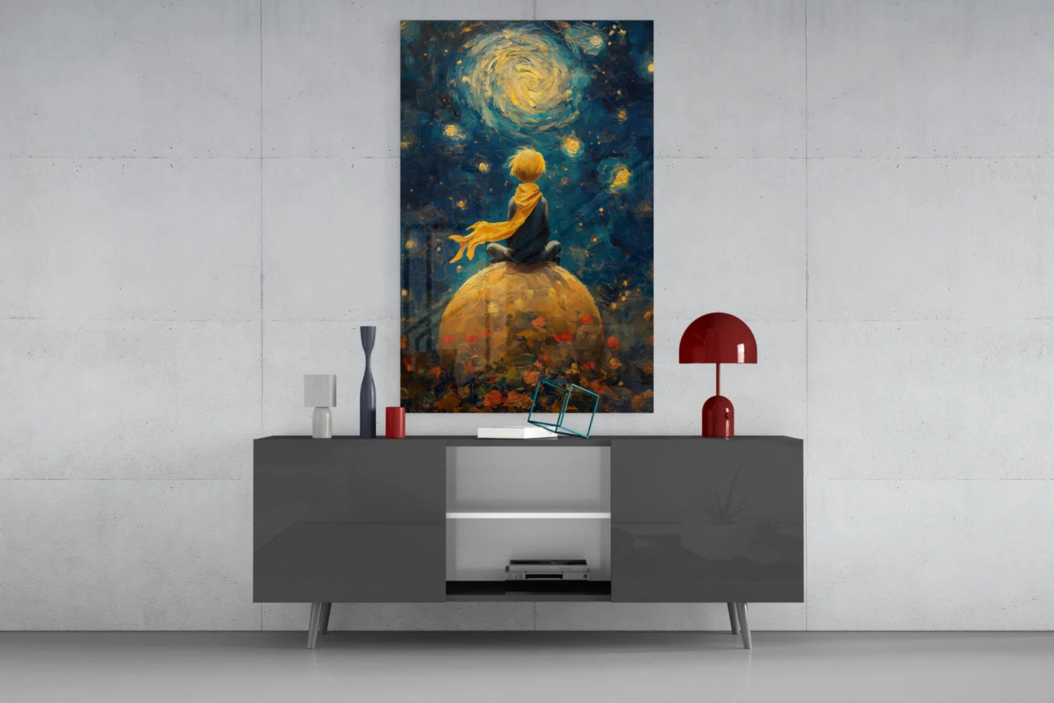 The Little Wanderer: Starry Night Glass Wall Art || Designer Collection - Image 8
