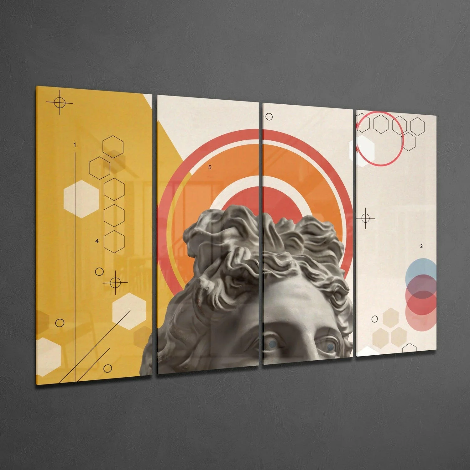 Thoughts of the Statue 4 Pieces Mega Glass Wall Art (59"x36") - Image 2