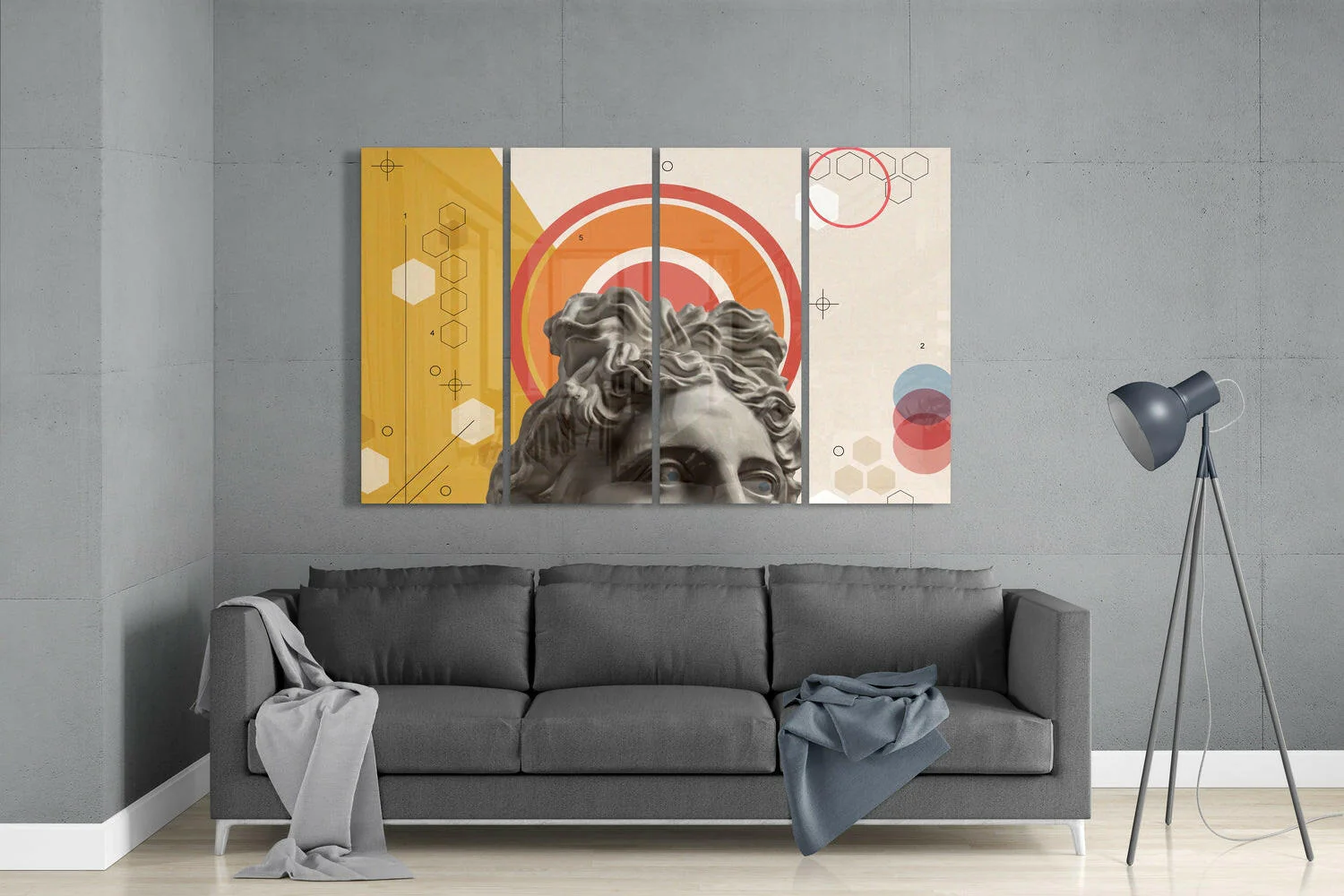 Thoughts of the Statue 4 Pieces Mega Glass Wall Art (59"x36") - Image 3