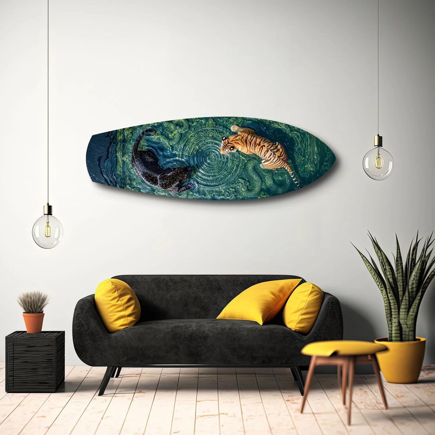 Tiger and Panther Ornamental Water Glass Wall Art - Image 10