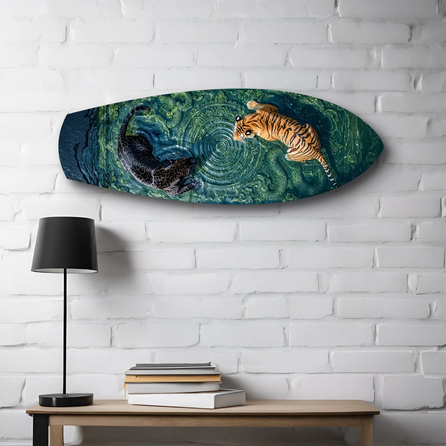 Tiger and Panther Ornamental Water Glass Wall Art - Image 2