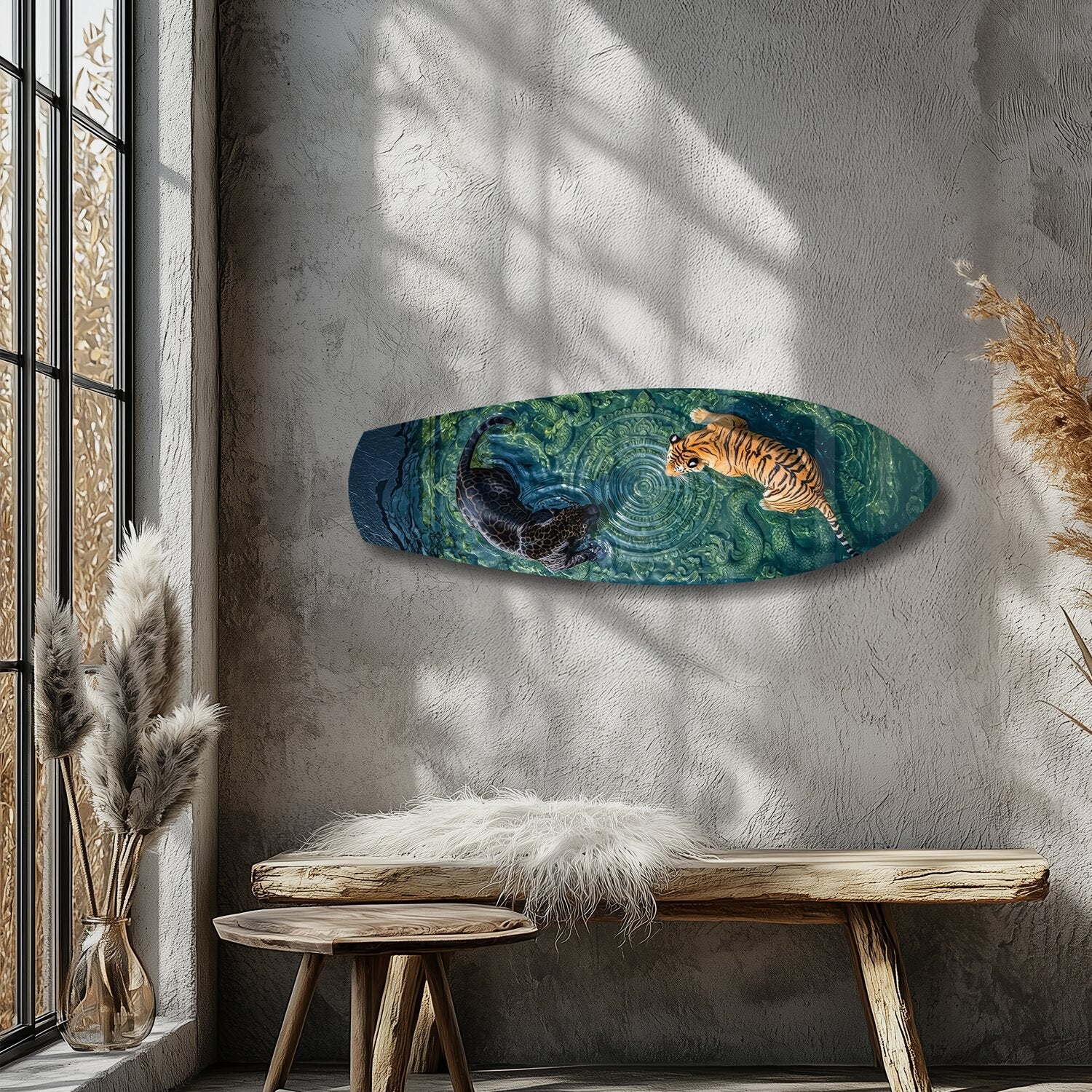 Tiger and Panther Ornamental Water Glass Wall Art - Image 5