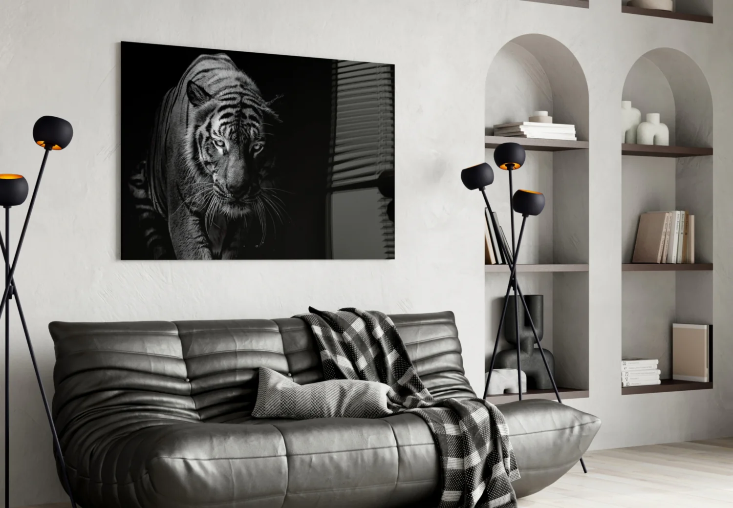 Tiger Emerging From Shadow Glass Wall Art - Image 4